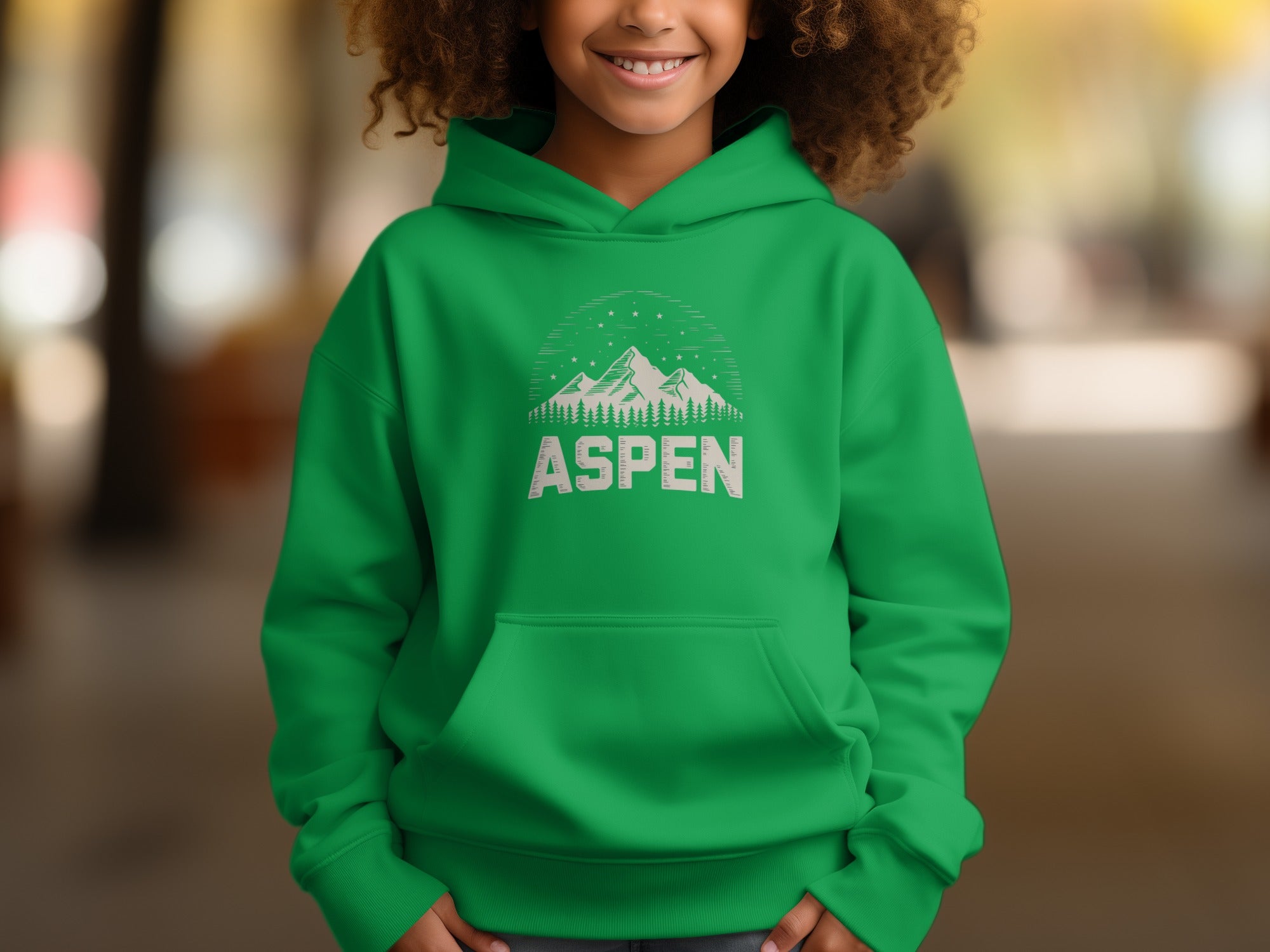 Aspen Mountain Graphic Green Hoodie Product