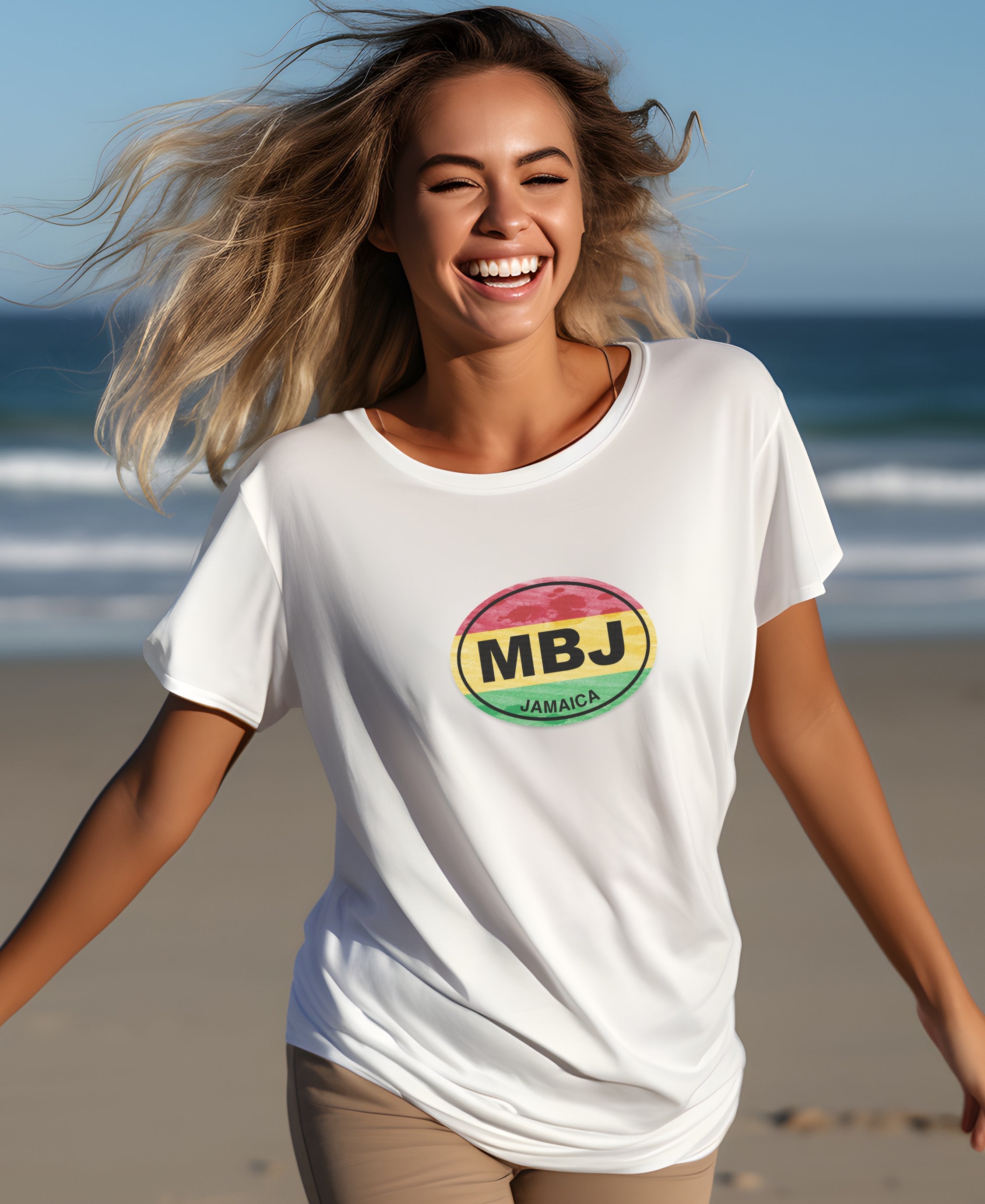 Montego Bay beach, reggae beats, Sumfest womens t-shirt