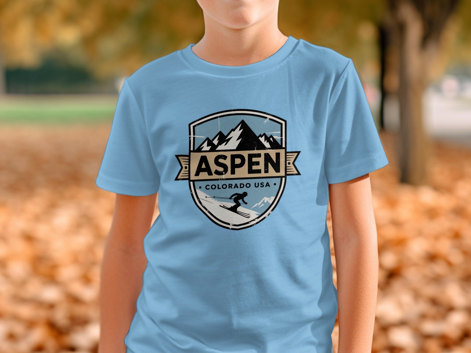 Aspen Colorado USA Skiing Shield Design T-Shirt