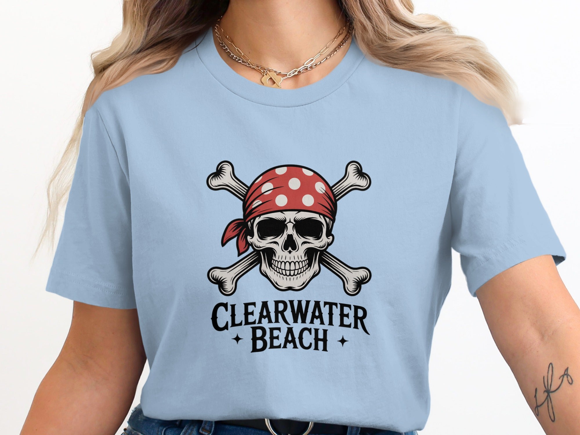 Clearwater Beach Pirate Skull Graphic T-Shirt product type