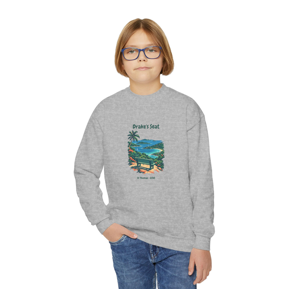 Drake's Seat St. Thomas USVI Gildan 18000B Youth Crewneck Sweatshirt