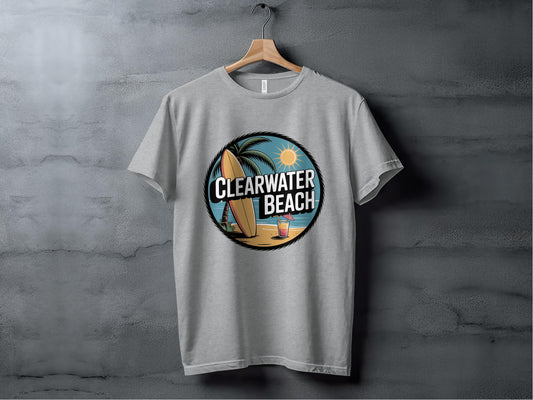 Clearwater Beach Surfboard and Palm Tree T-shirt product
