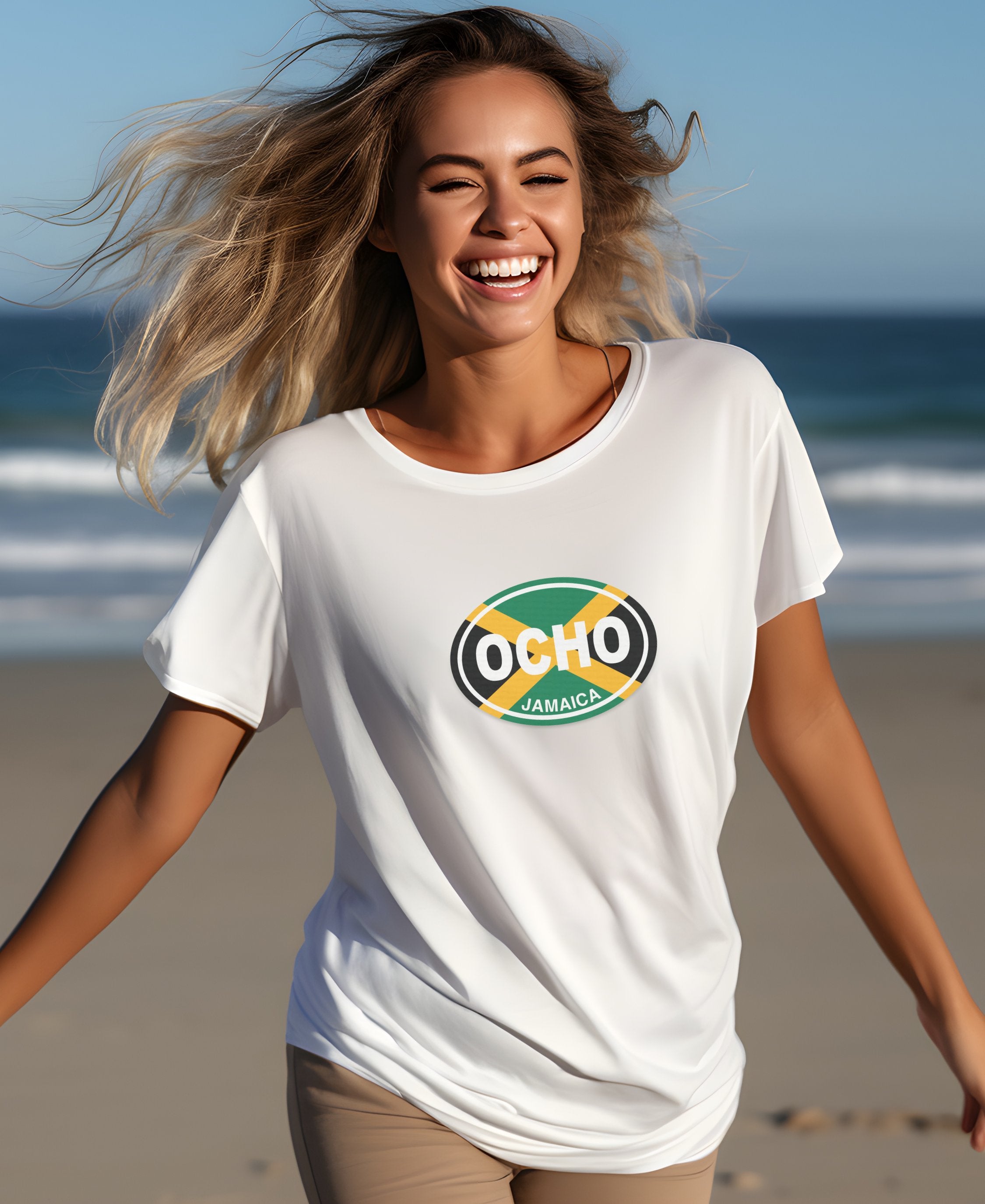Ocho Rios waterfalls, Mystic Mountain, Jazz Fest womens t-shirt