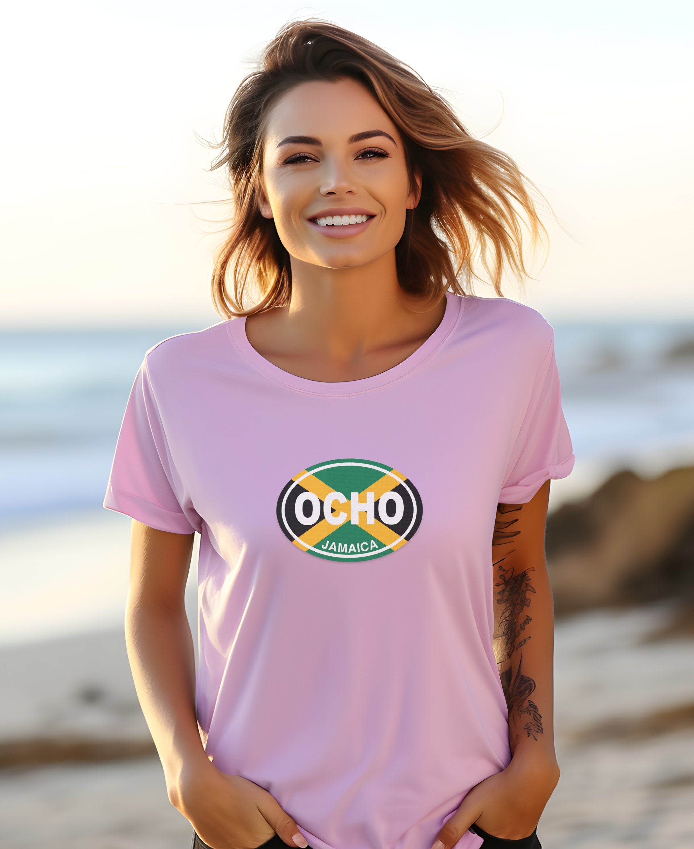 Ocho Rios waterfalls, Mystic Mountain, Jazz Fest womens t-shirt