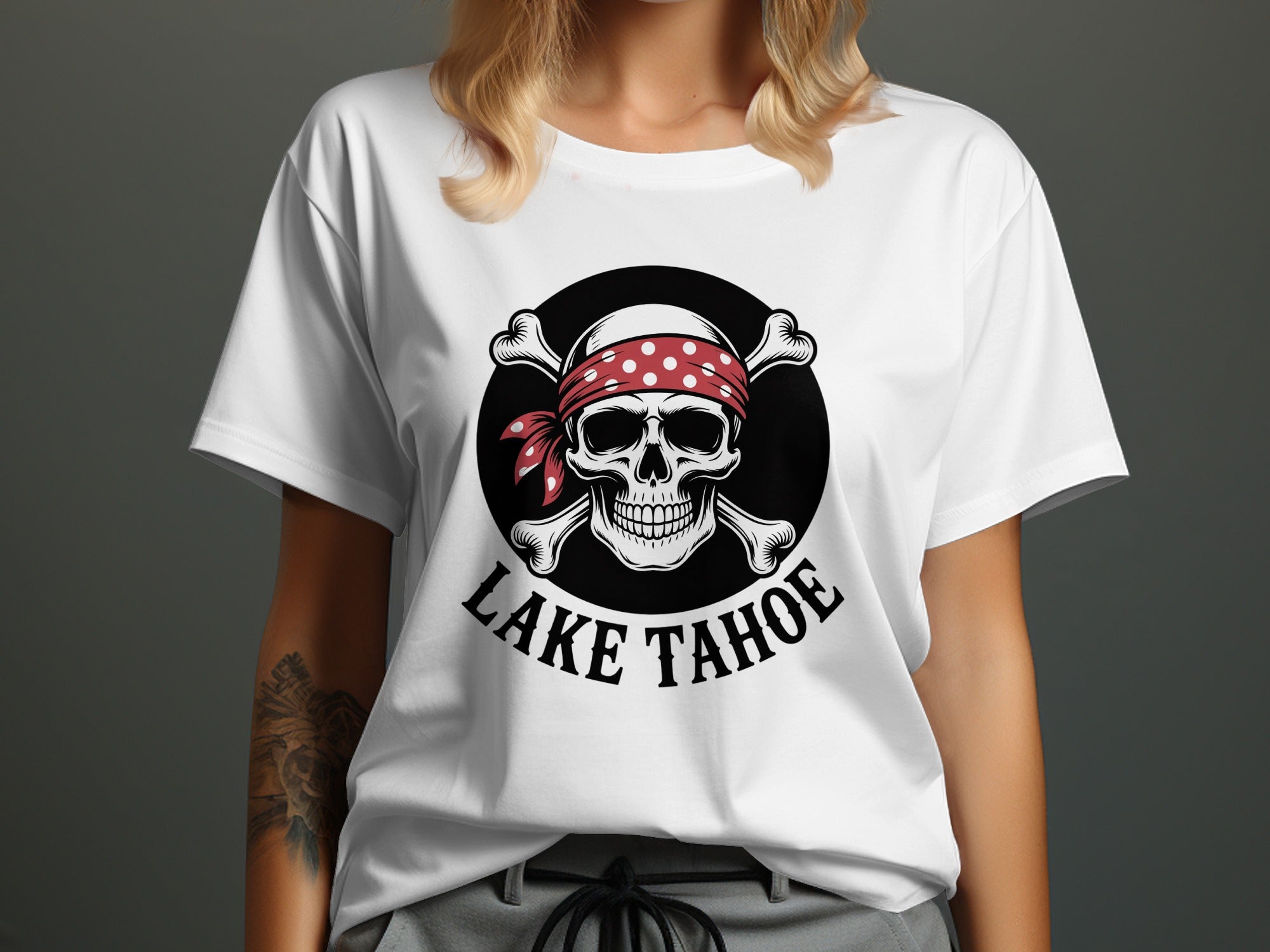 Lake Tahoe Skull Design Graphic Tee Product