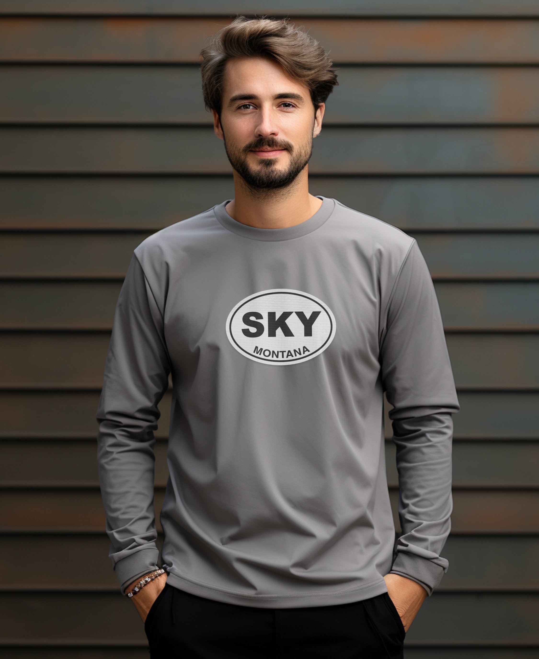 Big Sky Montana Peaks and Yellowstone Access Mens Long Sleeve T Shirt