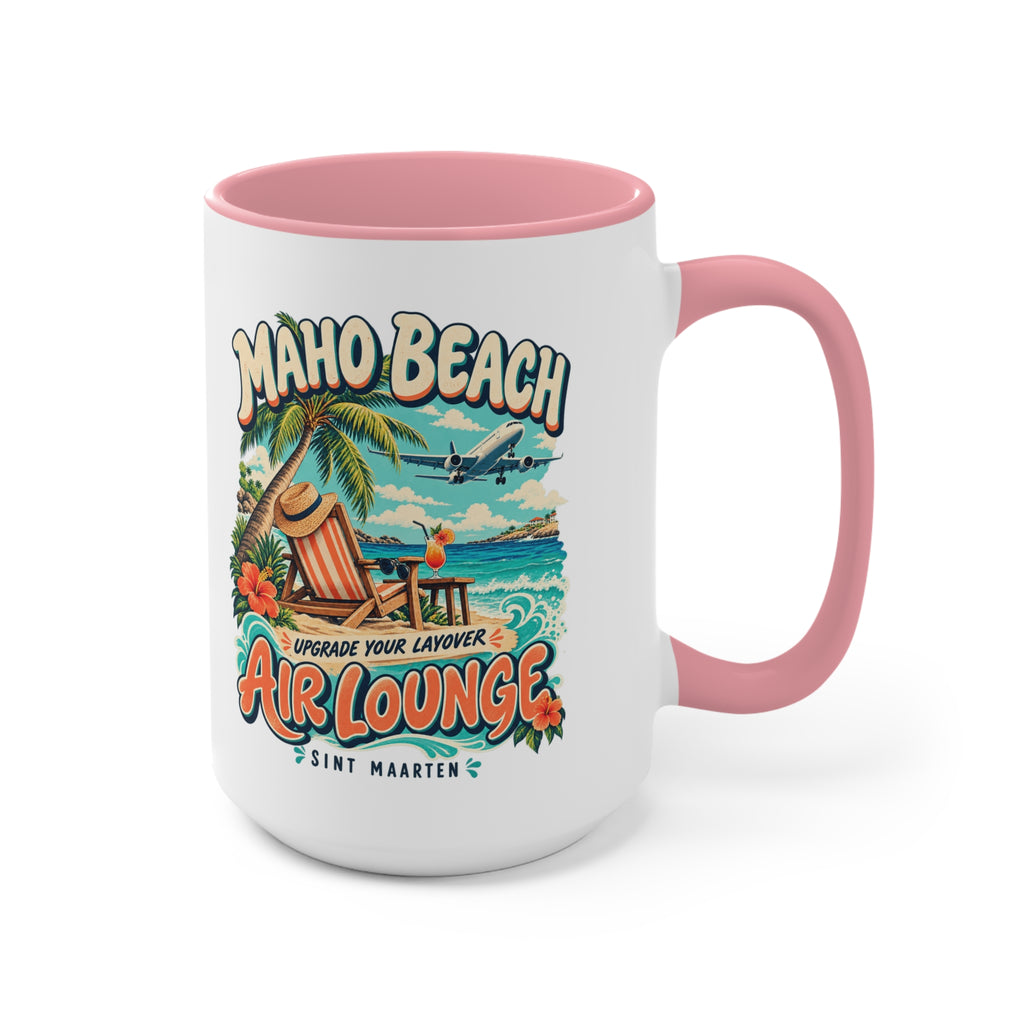 Maho Beach Air Lounge Sint Maarten Accent Coffee Mug illustrated destination design, product mockup