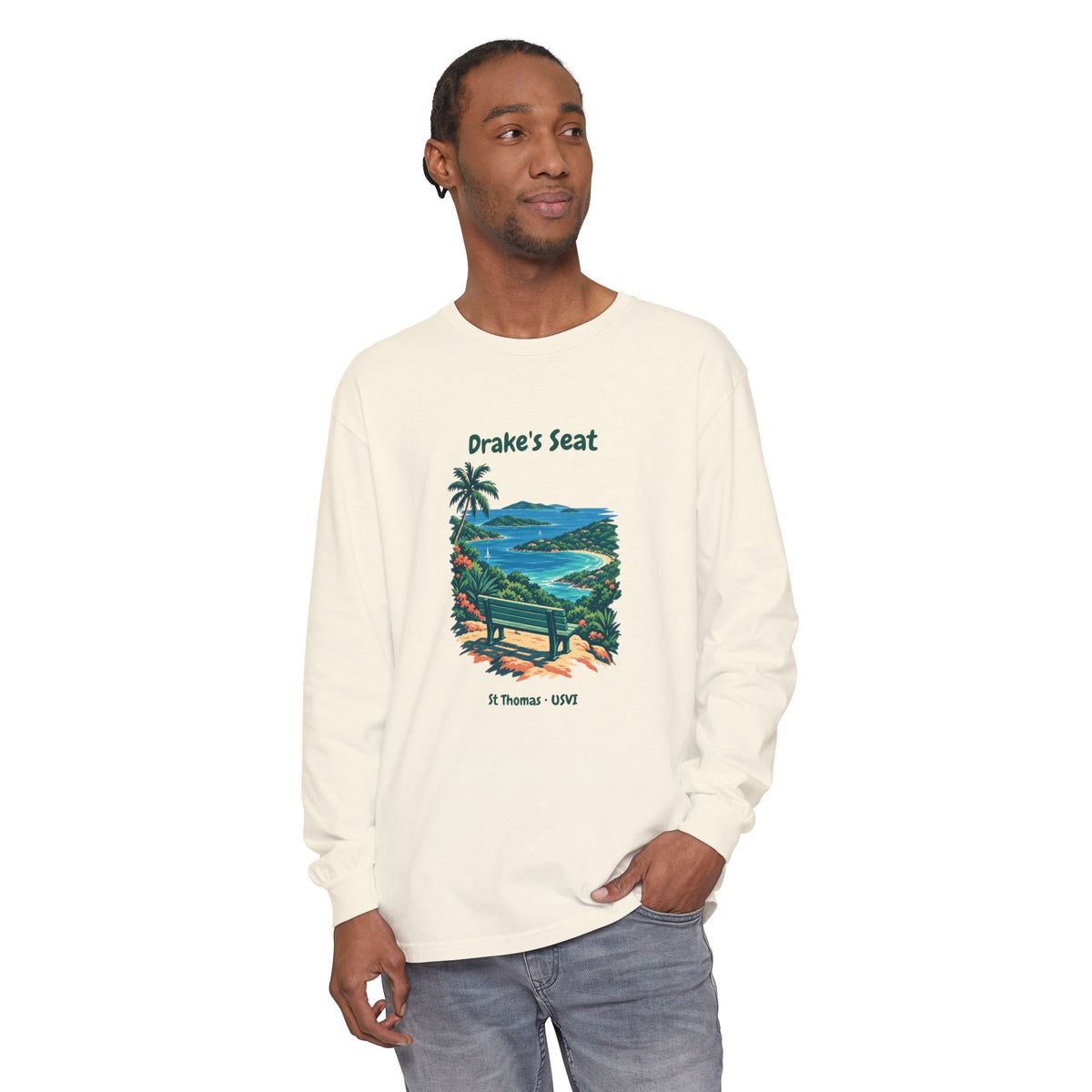 Drake's Seat St. Thomas USVI Comfort Colors 6014 Long Sleeve T-Shirt