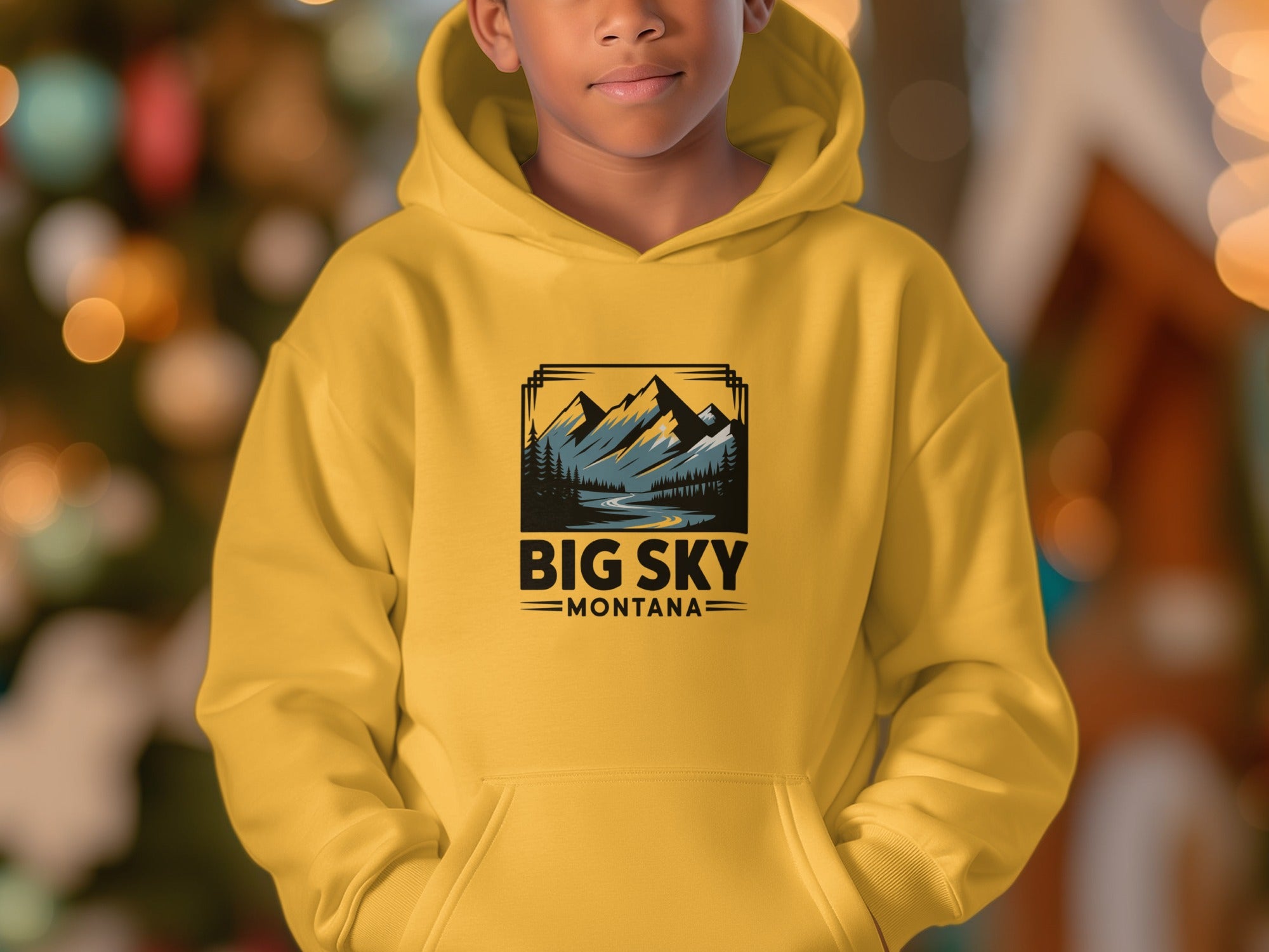 Cozy Big Sky Montana Yellow Hoodie for Everyone
