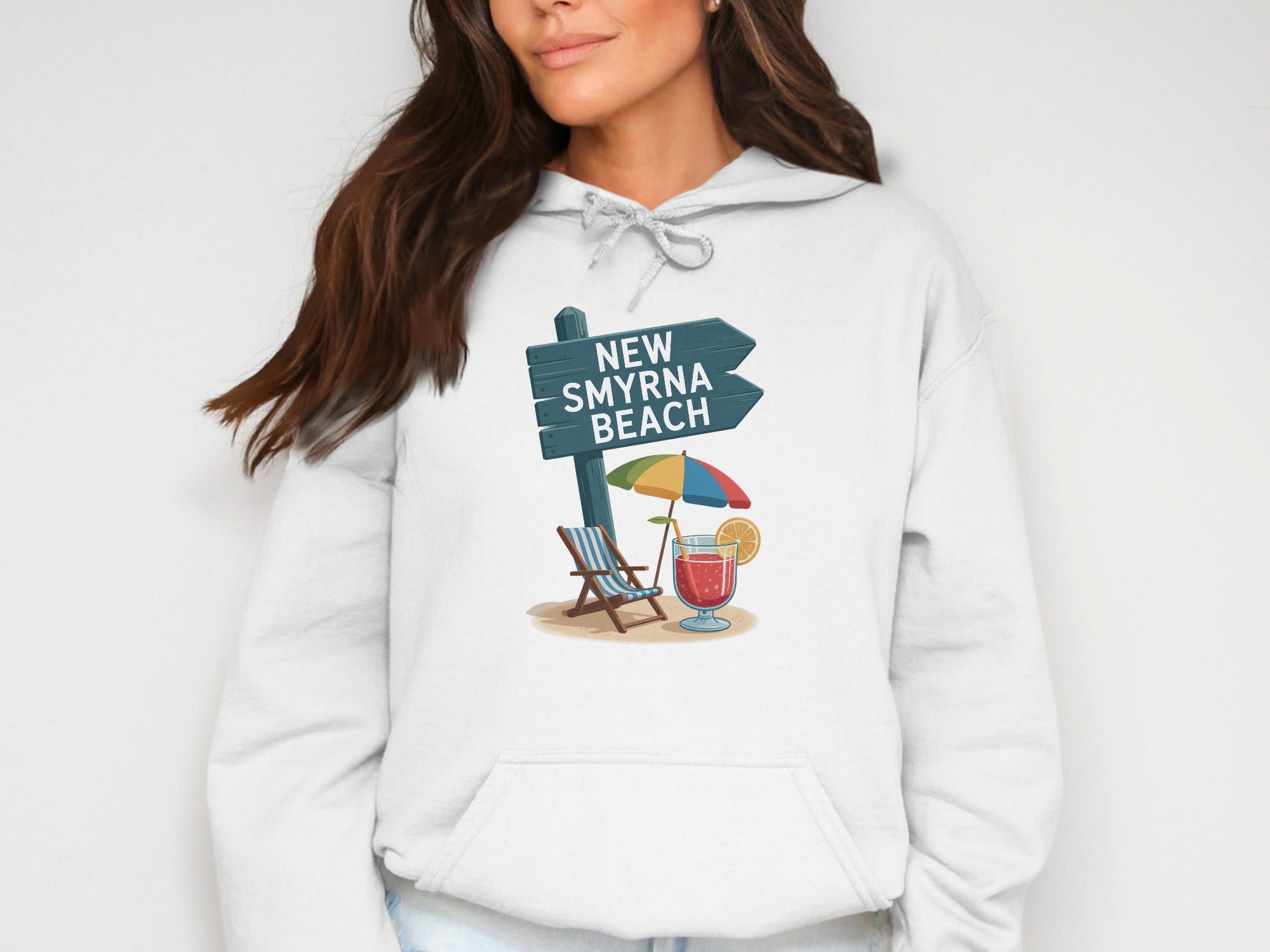 New Smyrna Beach Hoodie with Vibrant Beach Scene product