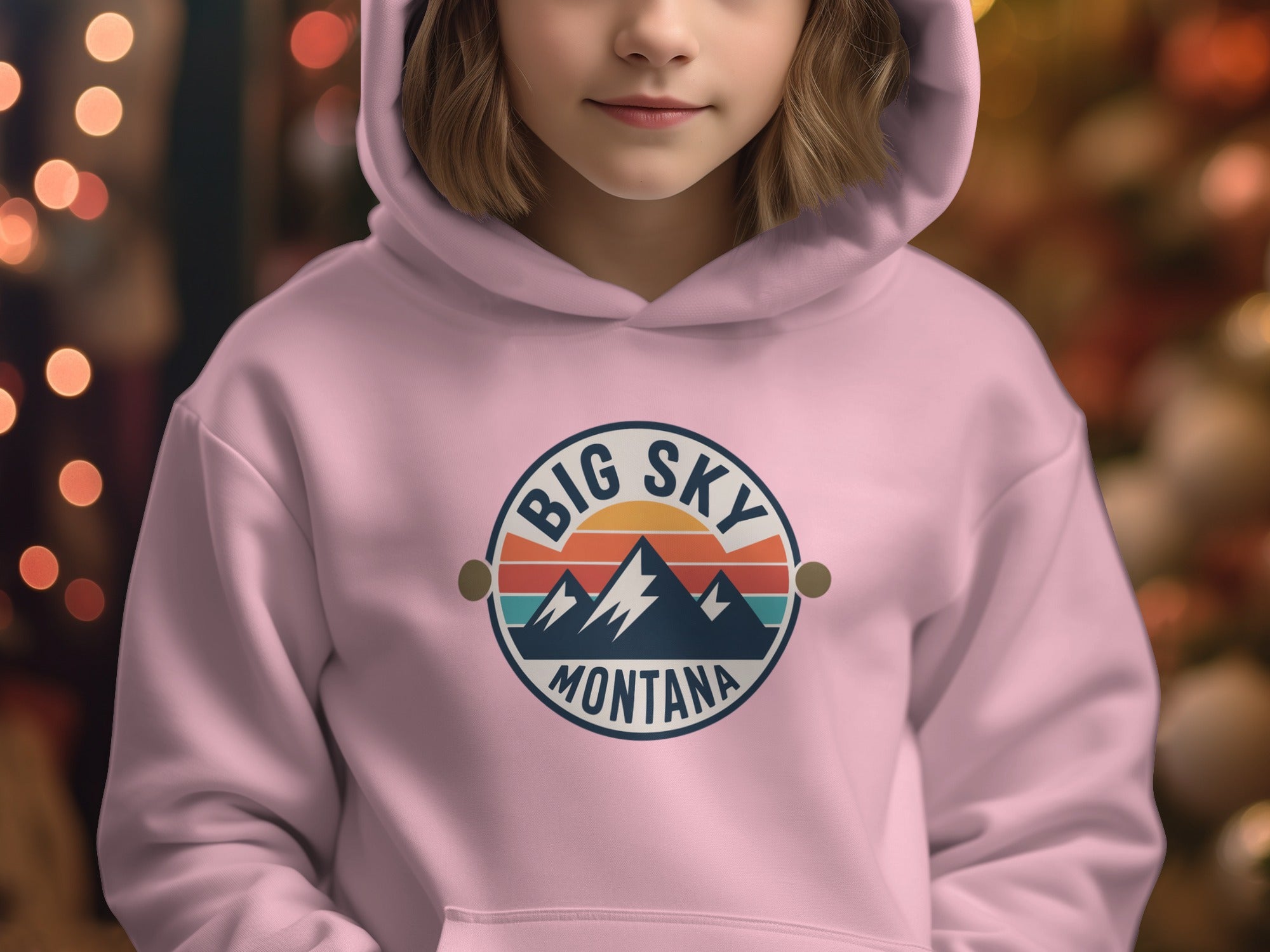 Big Sky Montana with Mountains Design Hoodie