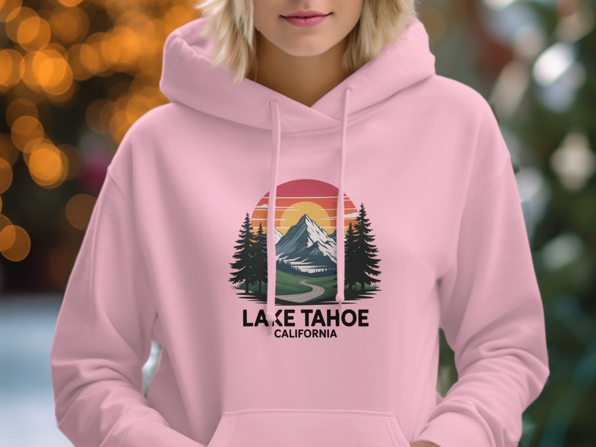 Lake Tahoe California Hoodie with Mountain Design
