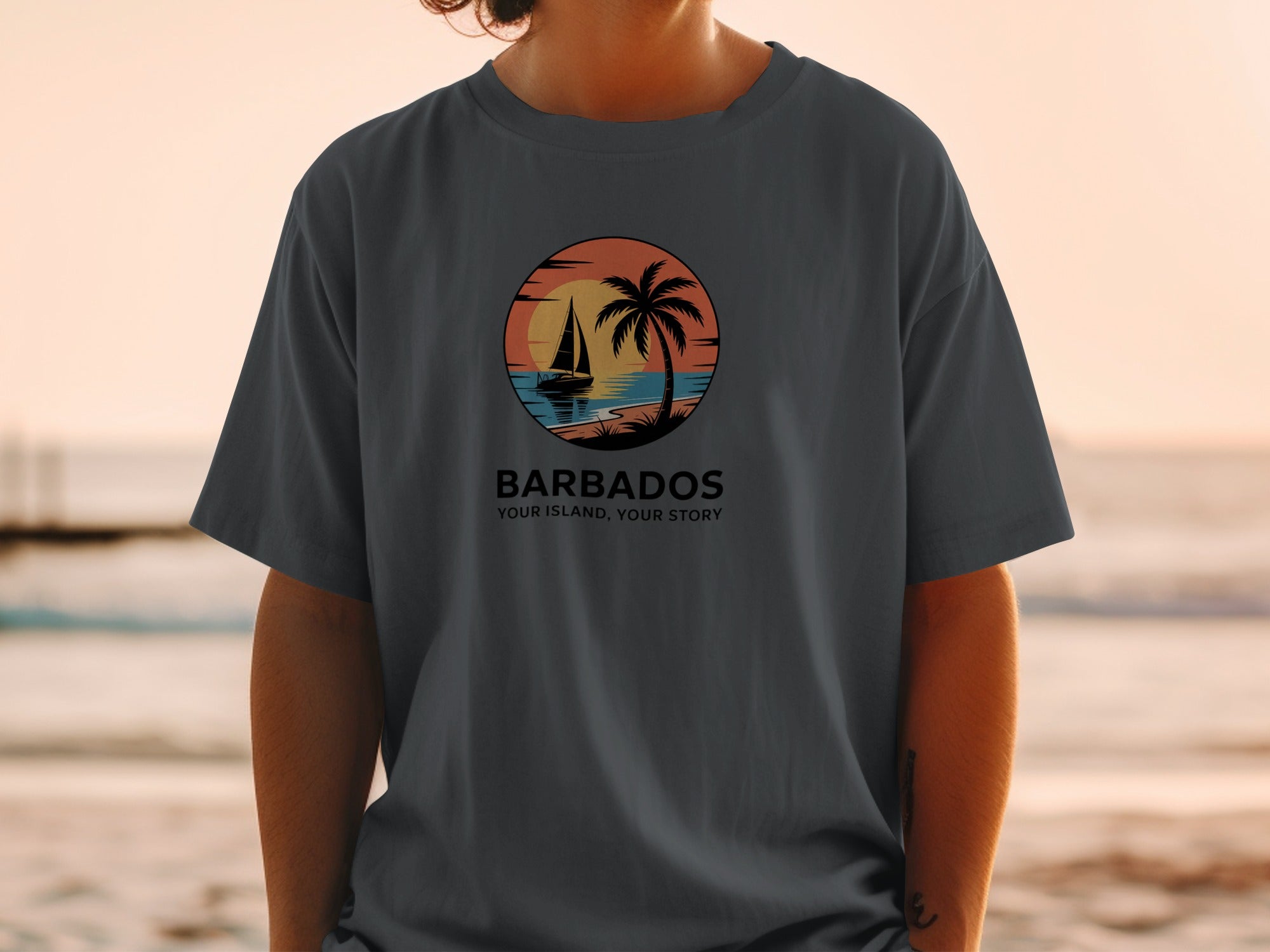 Beautiful Sunset and Palm Trees Barbados T-shirt product