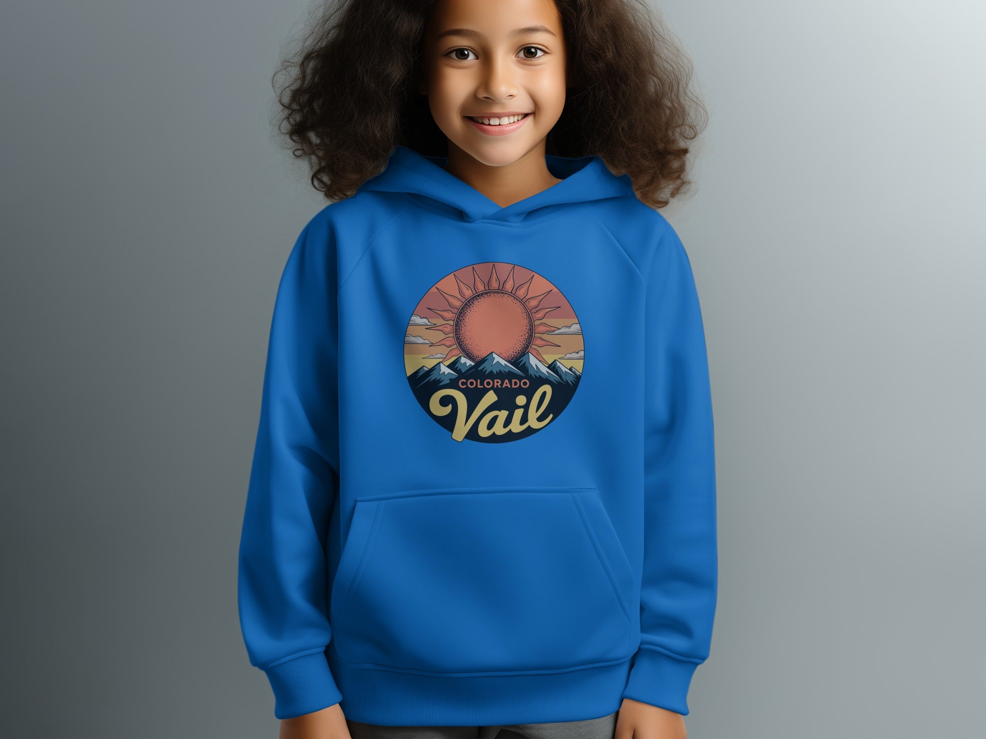 Vail Colorado Sun and Mountains Kids Hoodie product type