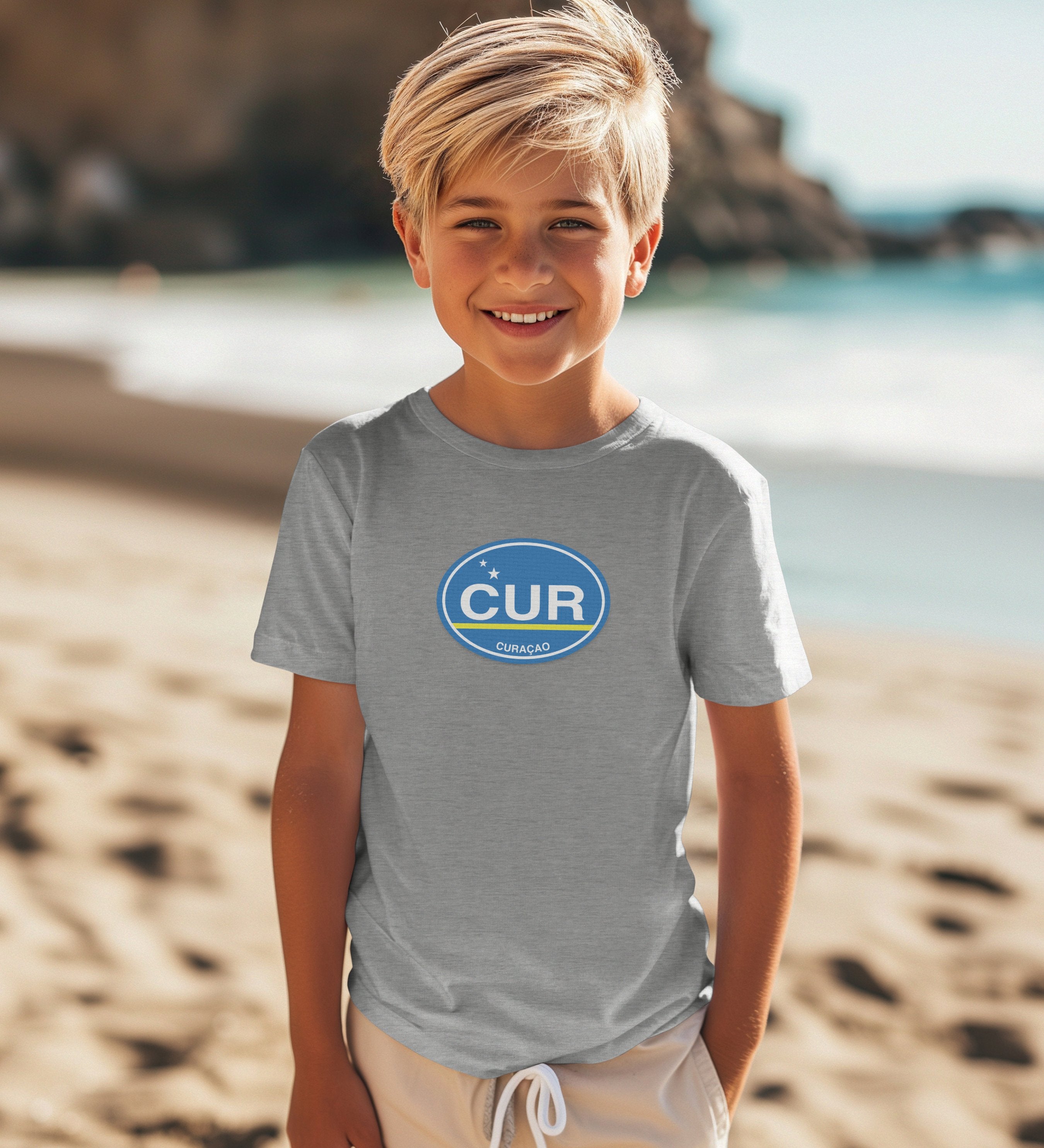 Curacao gift for posing by the colorful Handelskade youth clothing and travel souvenirs