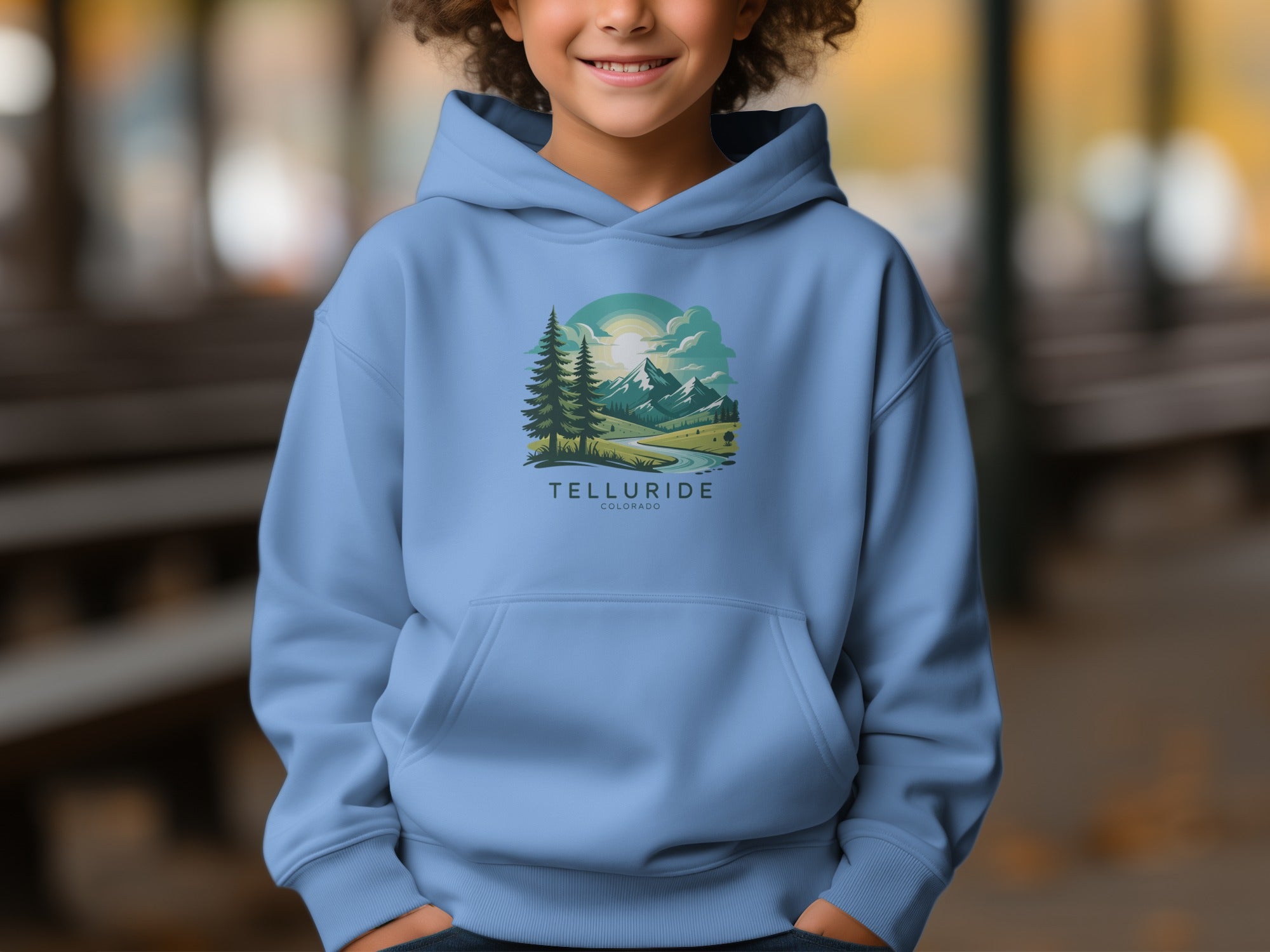 Telluride Colorado Hoodie with Scenic Mountain Design
