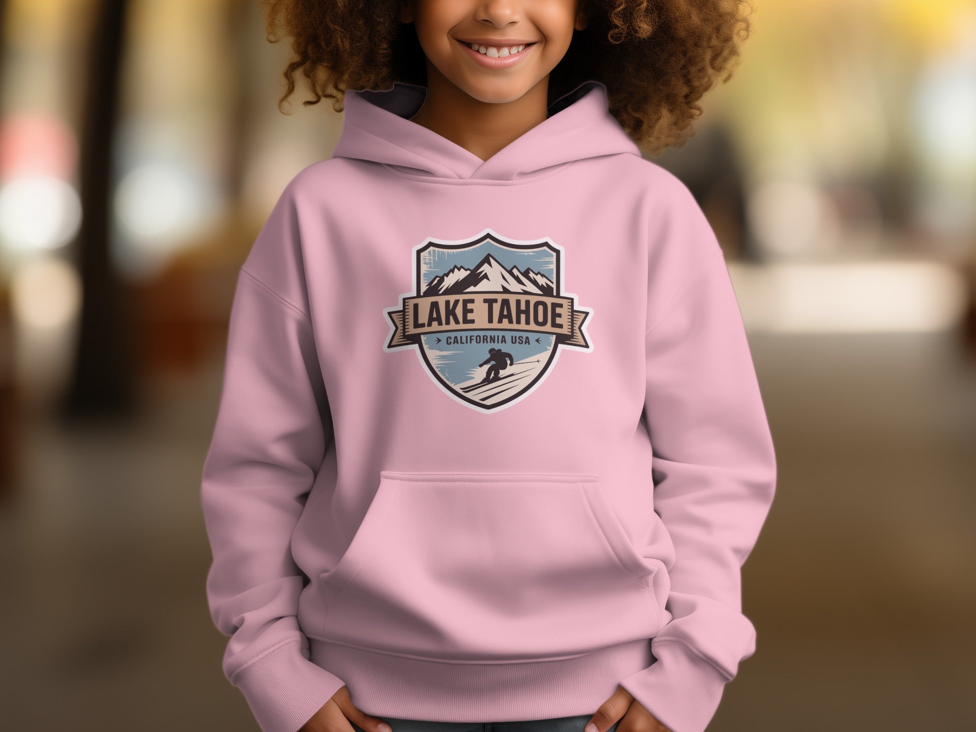 Cute Hoodie with Lake Tahoe California USA Badge Design