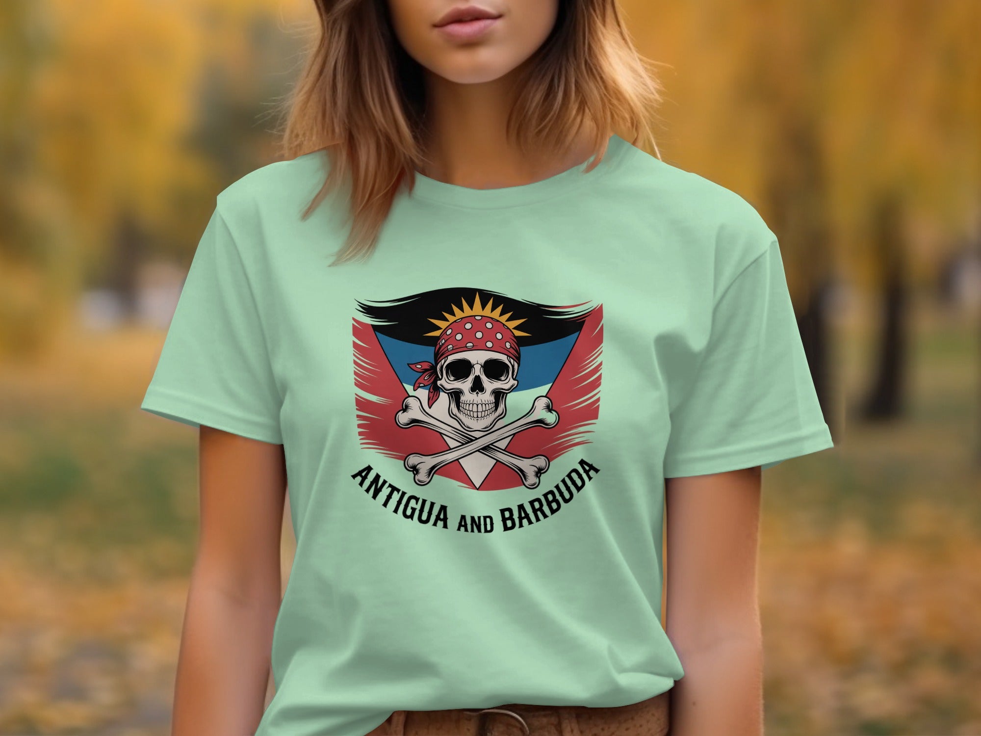 Antigua and Barbuda Pirate Skull Graphic T-shirt product