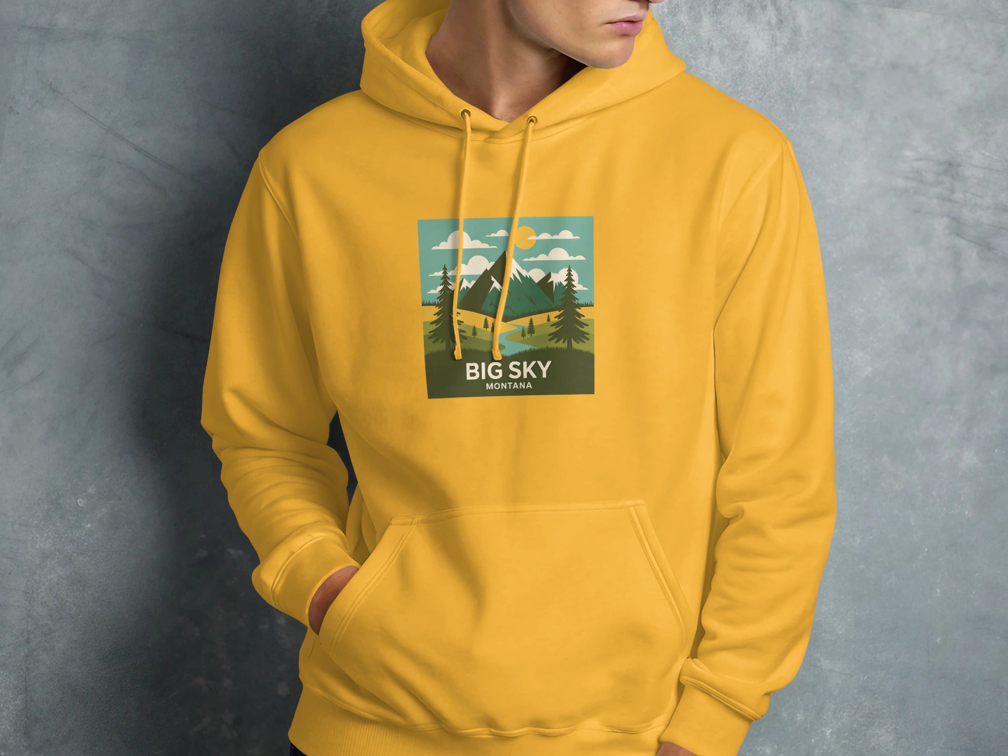 Big Sky Montana Hoodie with Scenic Forest Graphic