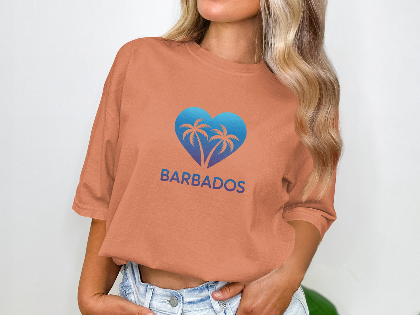 Barbados Heart Graphic T-Shirt Top Casual Fashion product type