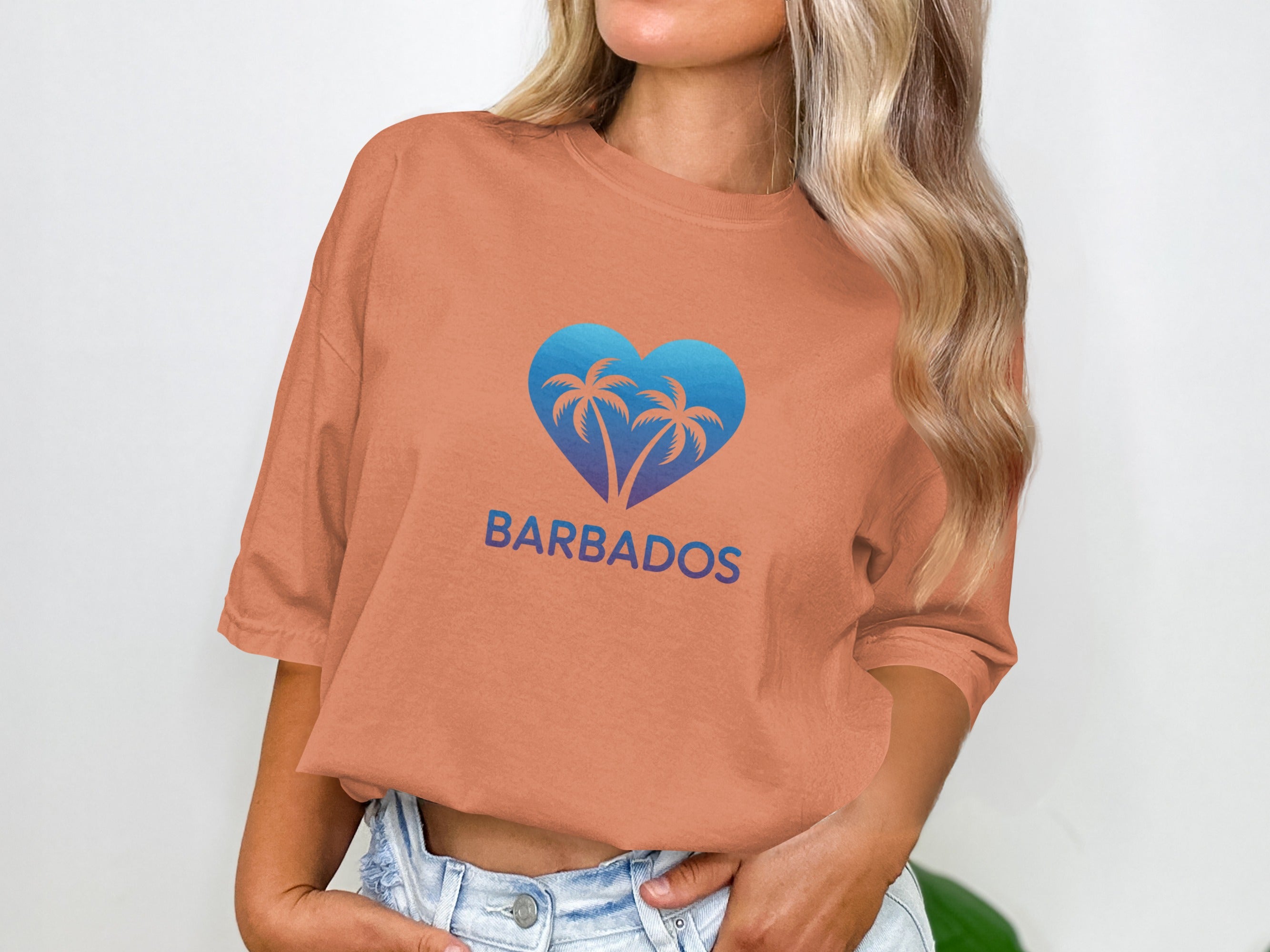 Barbados Heart Graphic T-Shirt Top Casual Fashion product type