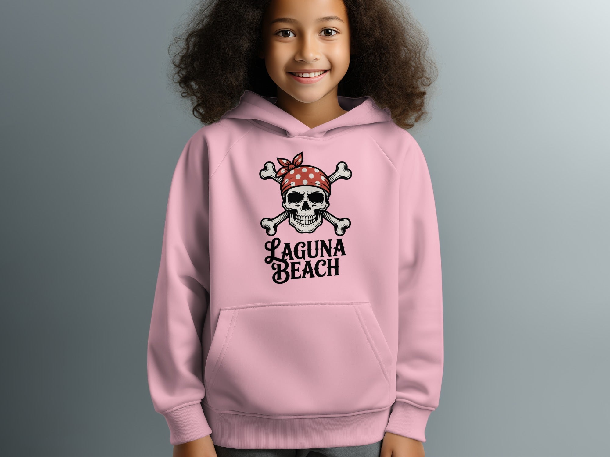 Laguna Beach Skull and Crossbones Hooded Pink Sweatshirt product