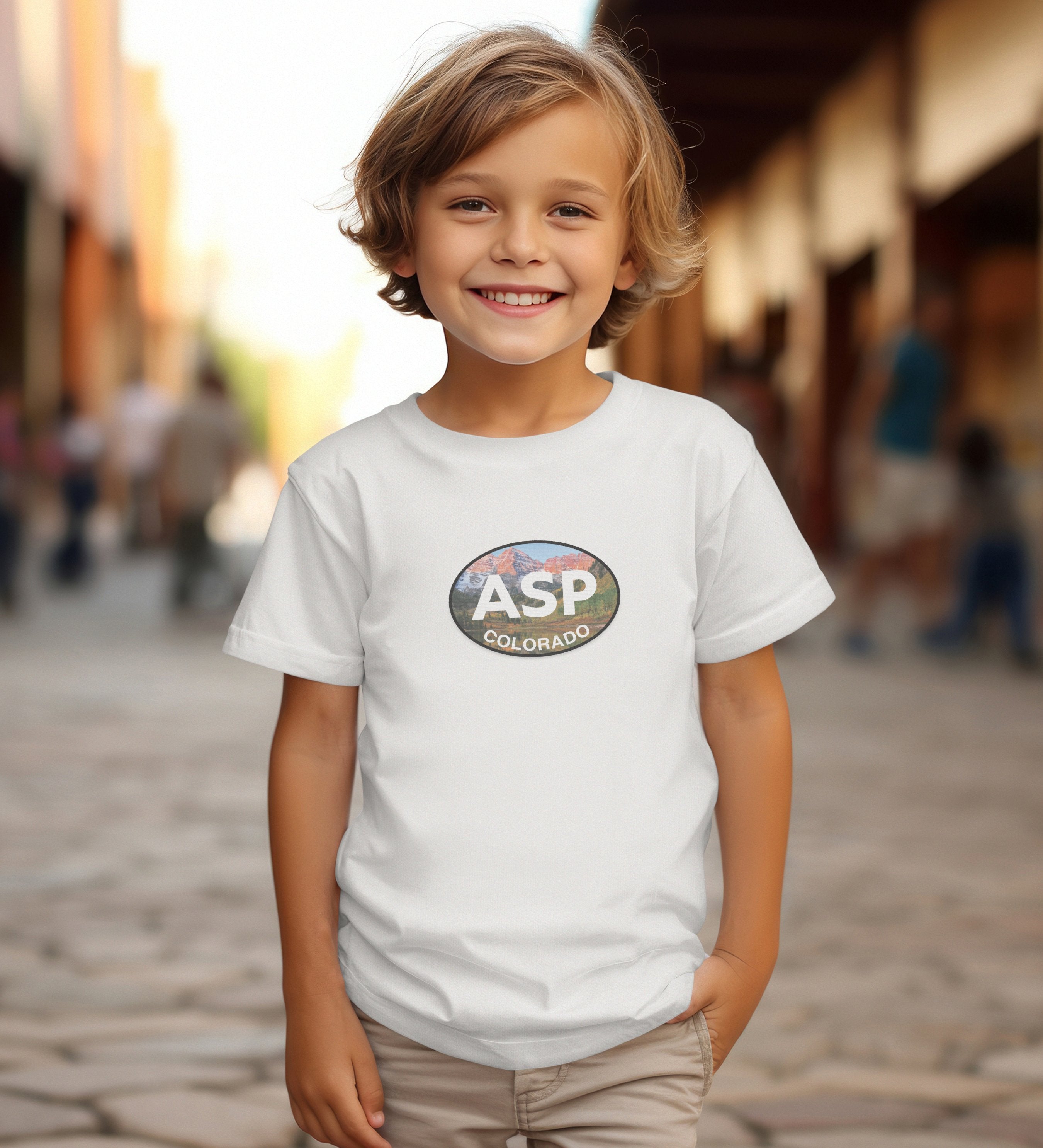 Aspen building snowmen in Wagner Park youth clothing and travel souvenirs