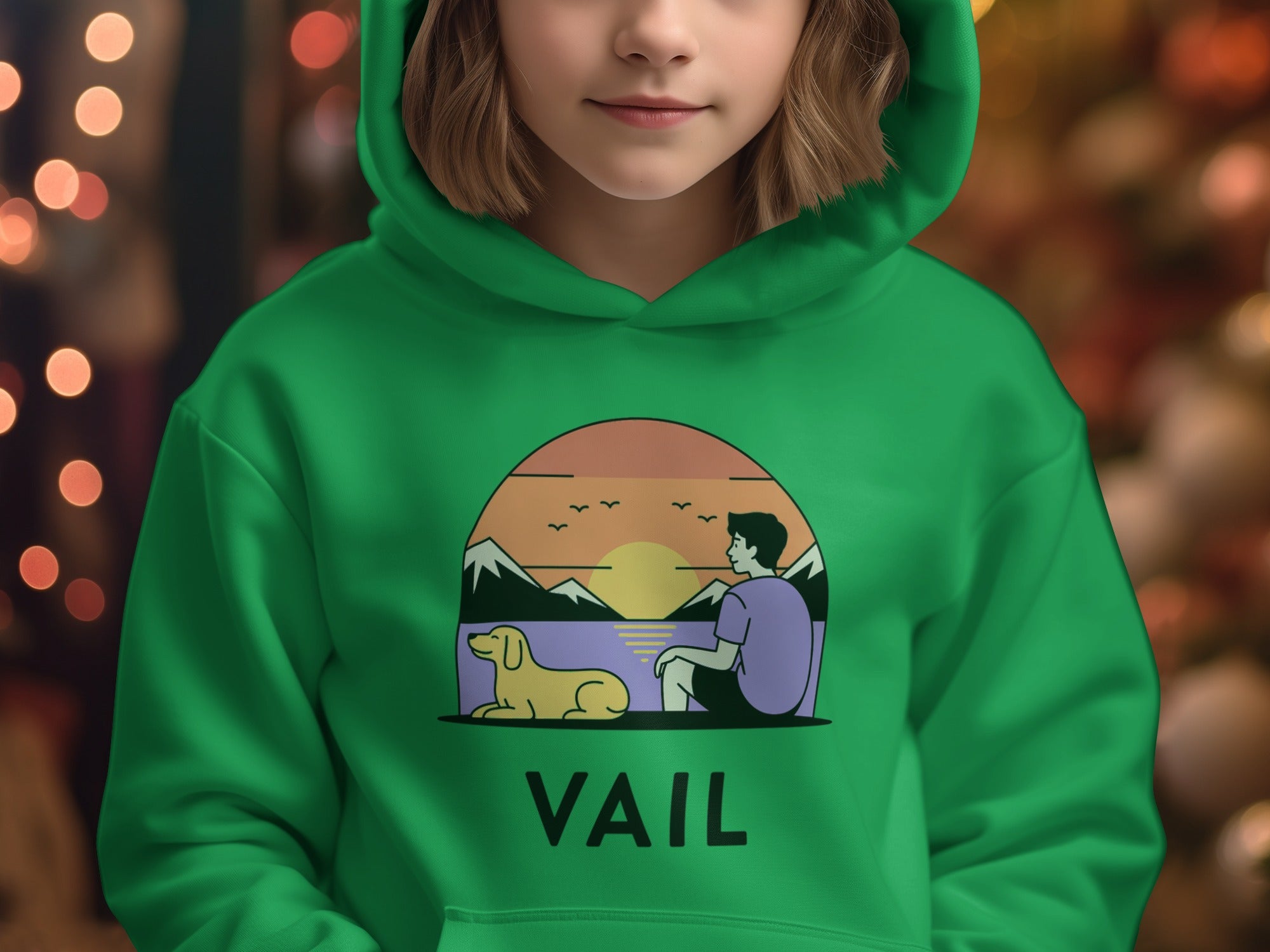 Scenic Dog and Hiker Vail Print Hoodie product