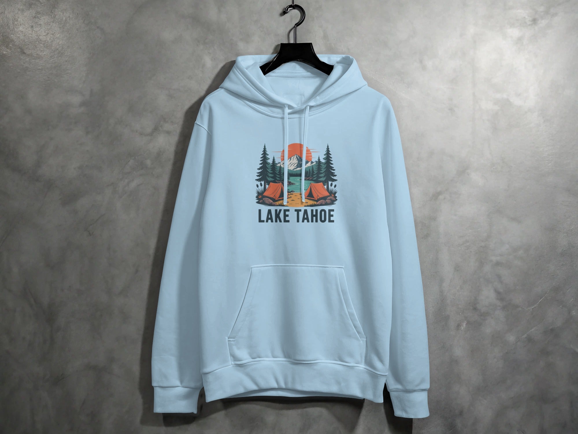 Lake Tahoe Hoodie with Forest and Mountain Graphic
