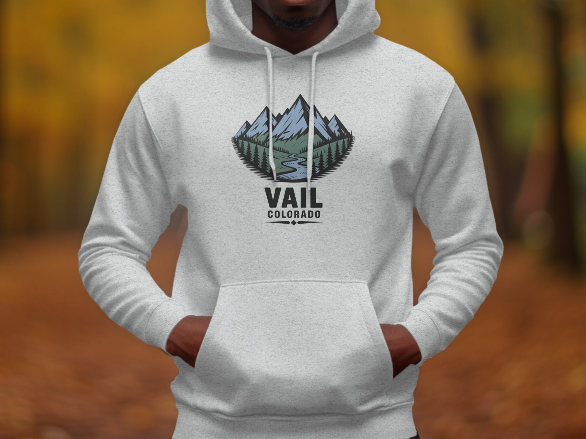 Vail Colorado Hoodie with Mountain and River Graphic product