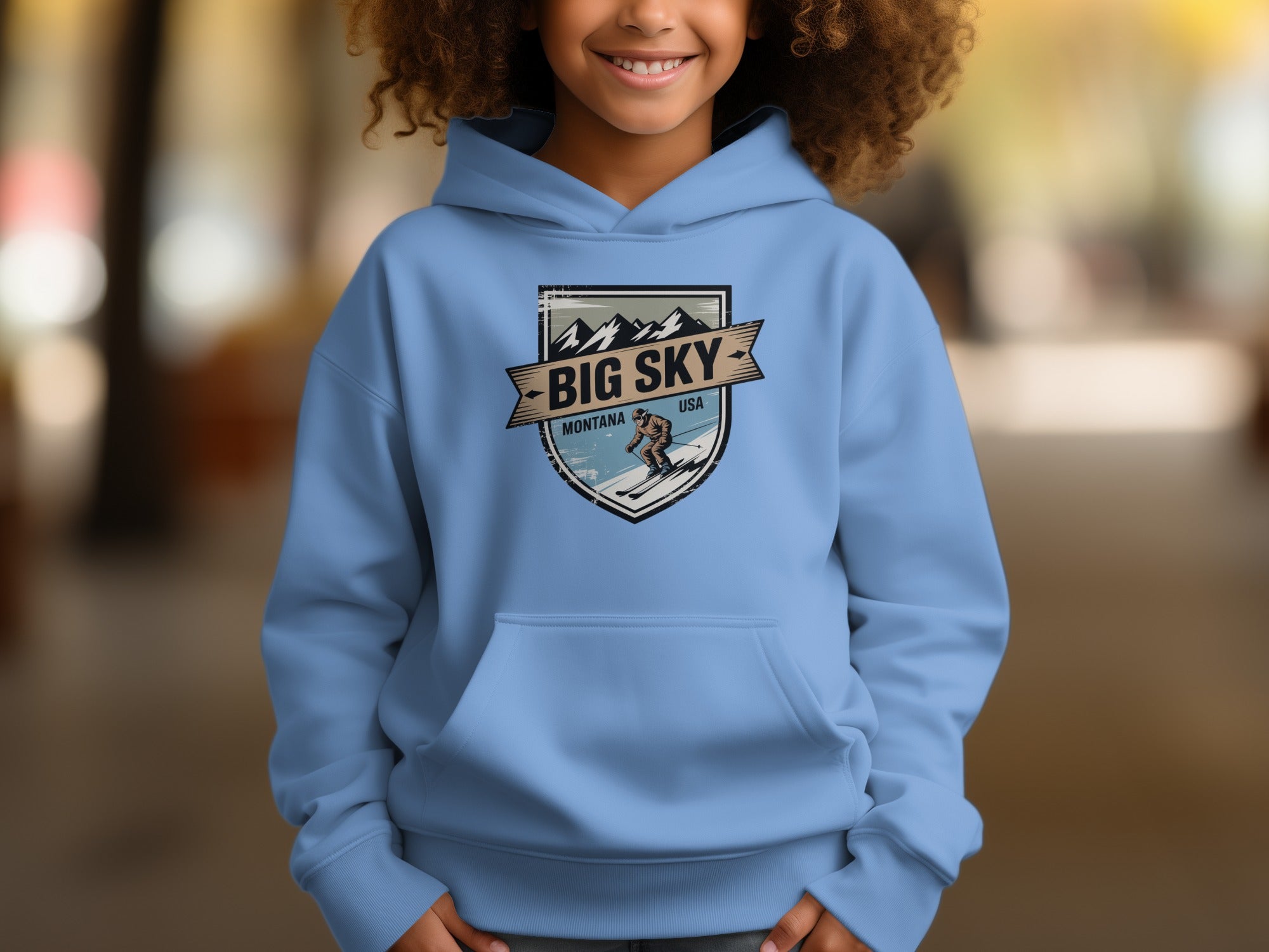 Big Sky Montana USA Badge Graphic Hoodie