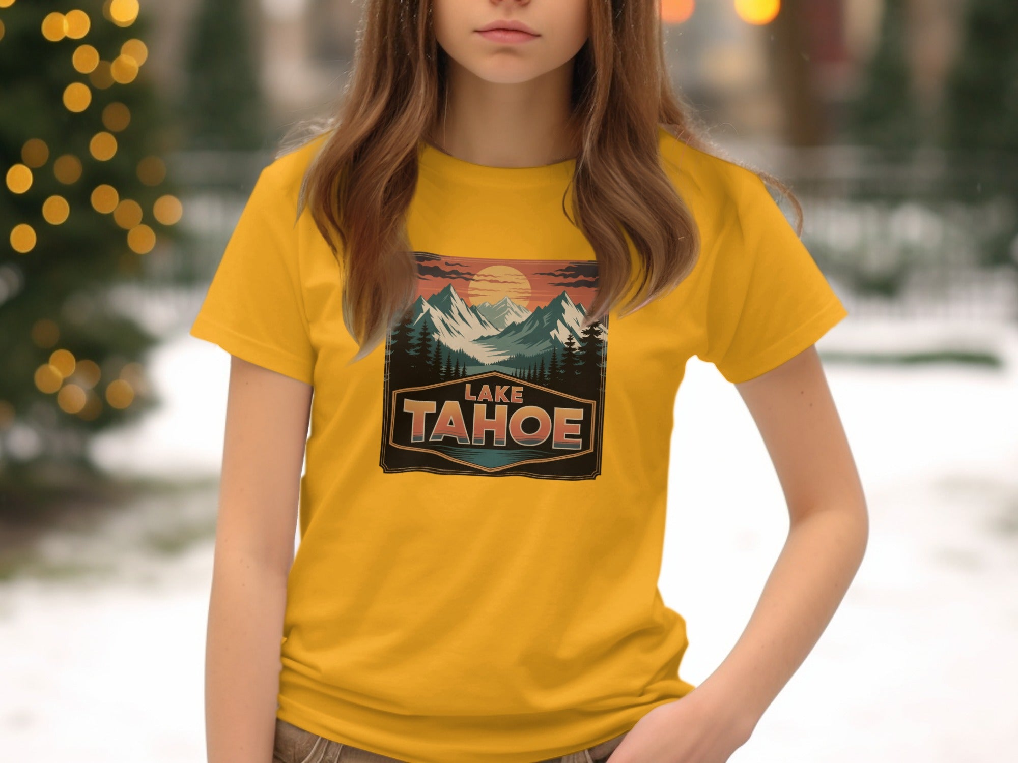 Scenic Lake Tahoe Vintage Sunset Graphic Tee