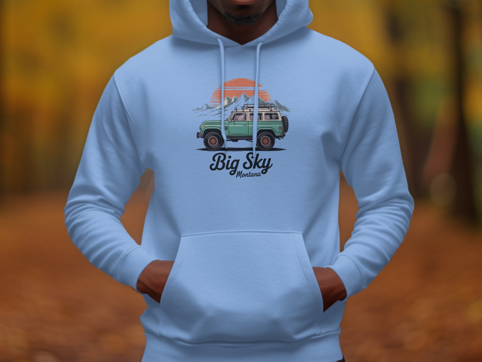 Big Sky Montana Hoodie with Retro Vehicle Design