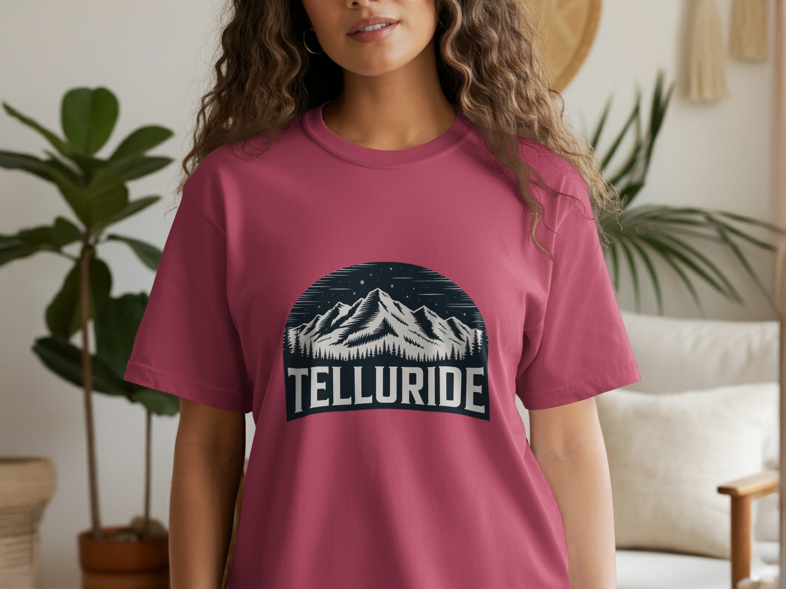 Telluride Mountain Design on Maroon T-Shirt product type