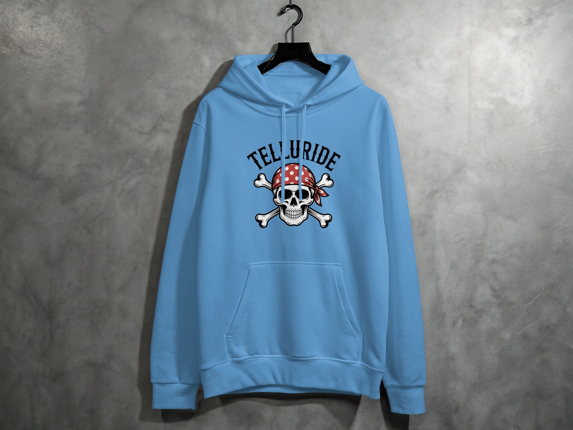 Telluride Skull Graphic Blue Hooded Sweatshirt product
