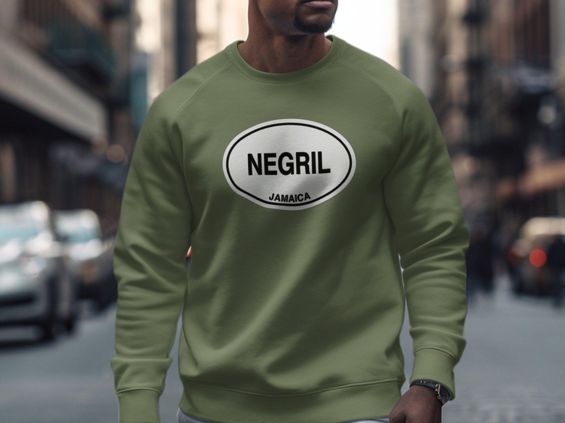 Negril Mens Sweatshirt Military Green