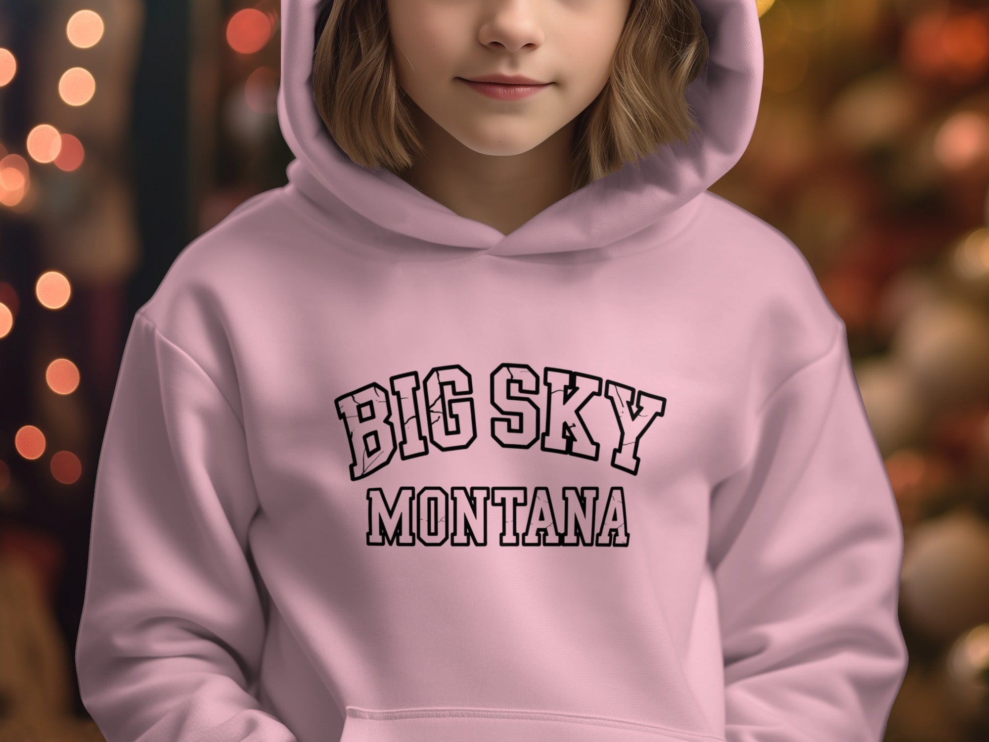 Big Sky Montana Hoodie for Kids with Bold Text Design