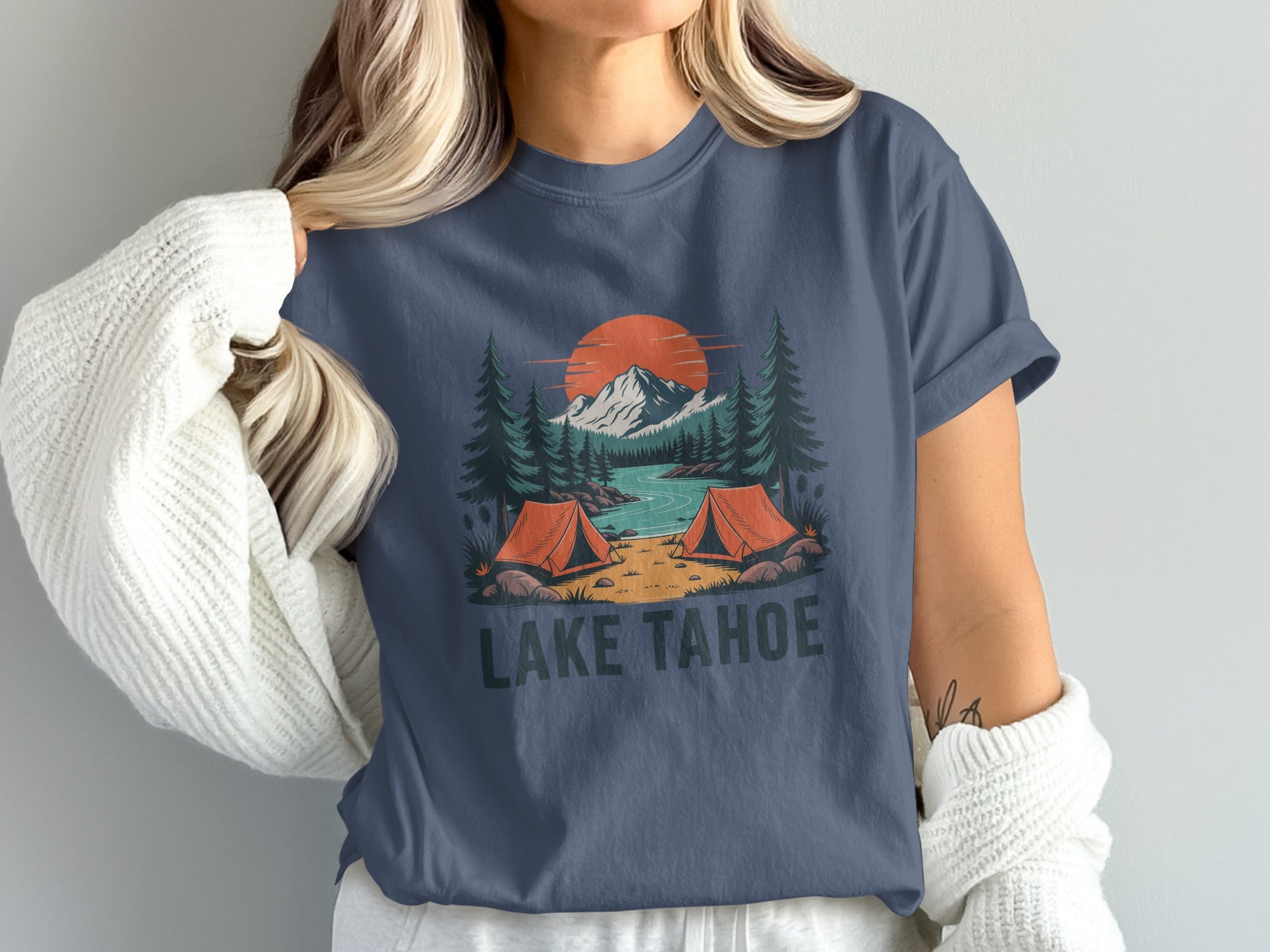 Lake Tahoe Camping Graphic Tee Shirt product