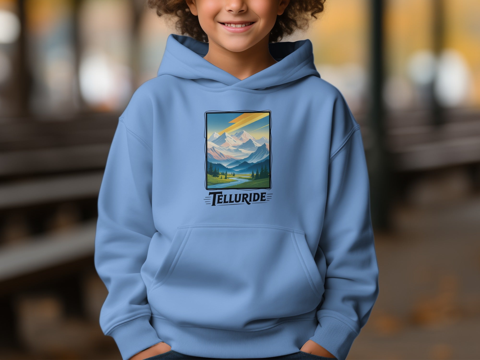 Telluride Scenic Mountain Artwork Kids Hoodie