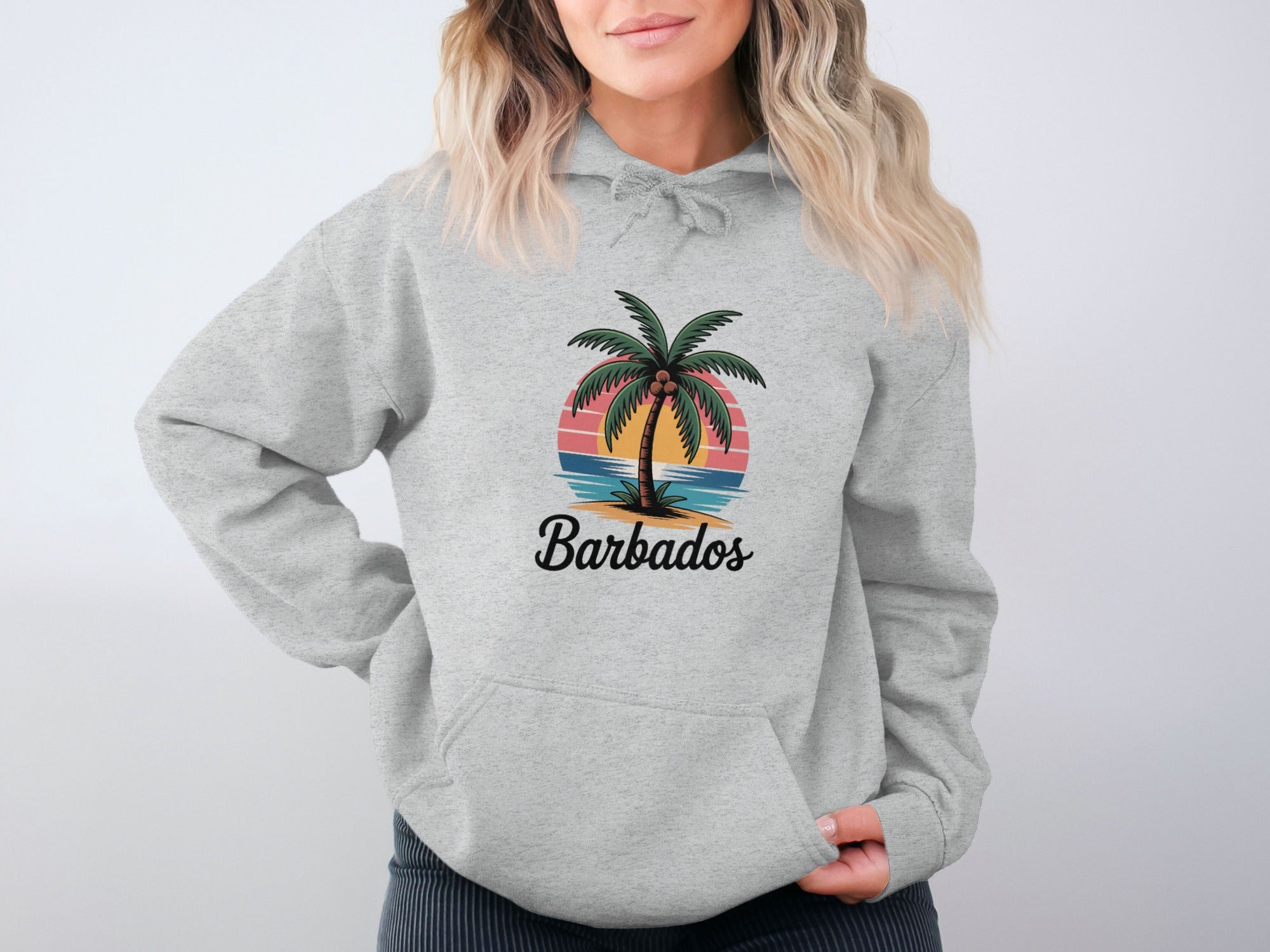 Vintage Sunset Palm Tree Barbados Hoodie product