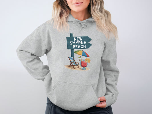New Smyrna Beach Hoodie Beach Chair and Drink product type