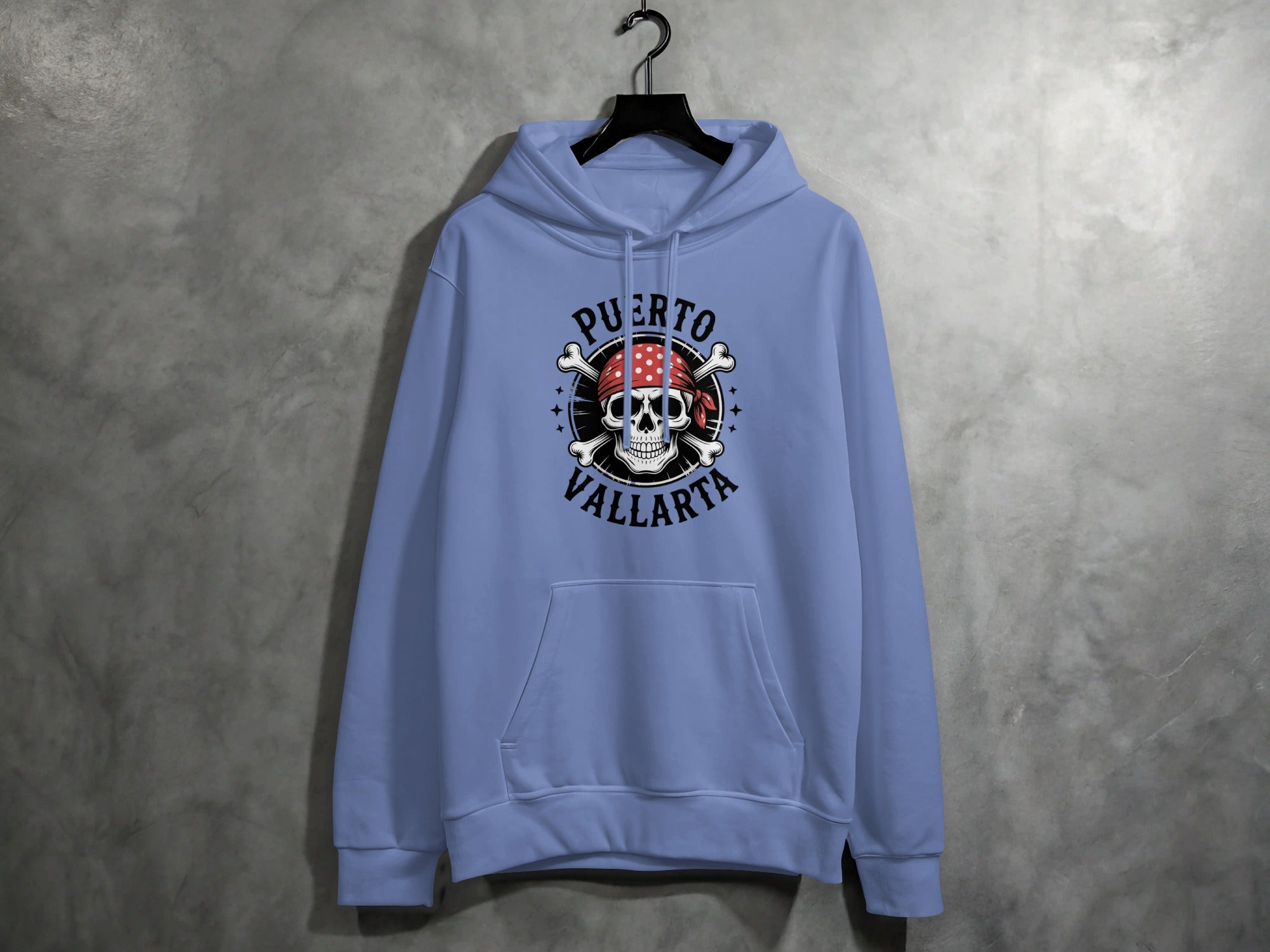 Puerto Vallarta Skull Graphic Light Blue Hoodie product