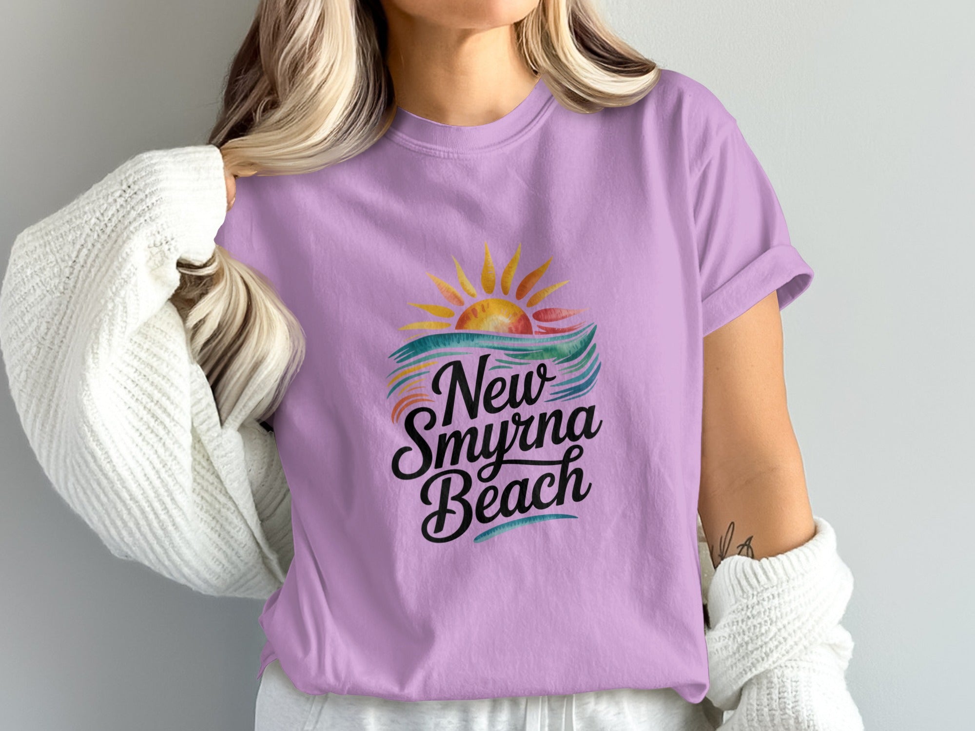 New Smyrna Beach Graphic Purple Summer Shirt product