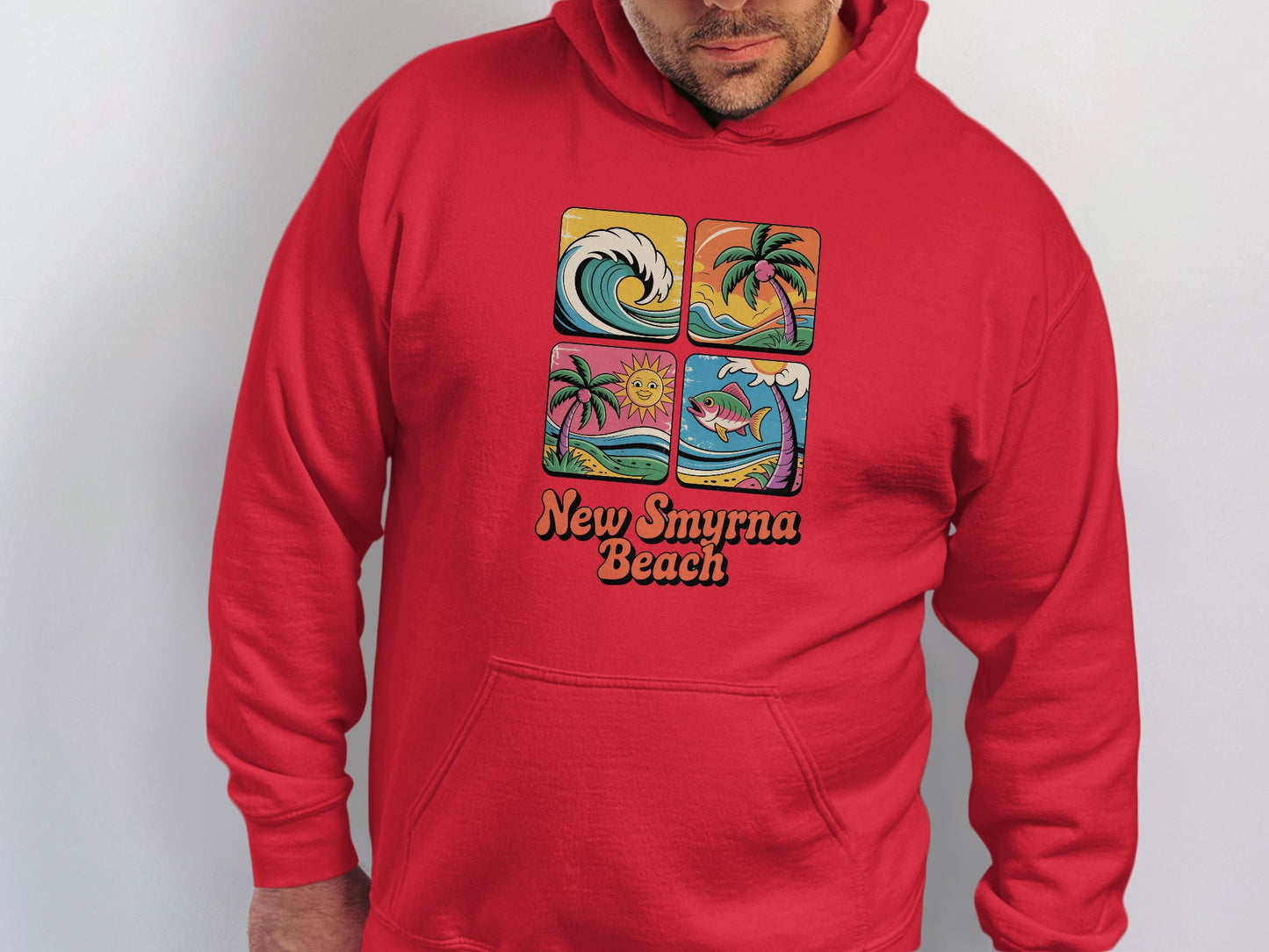 New Smyrna Beach Graphic Red Hoodie product type