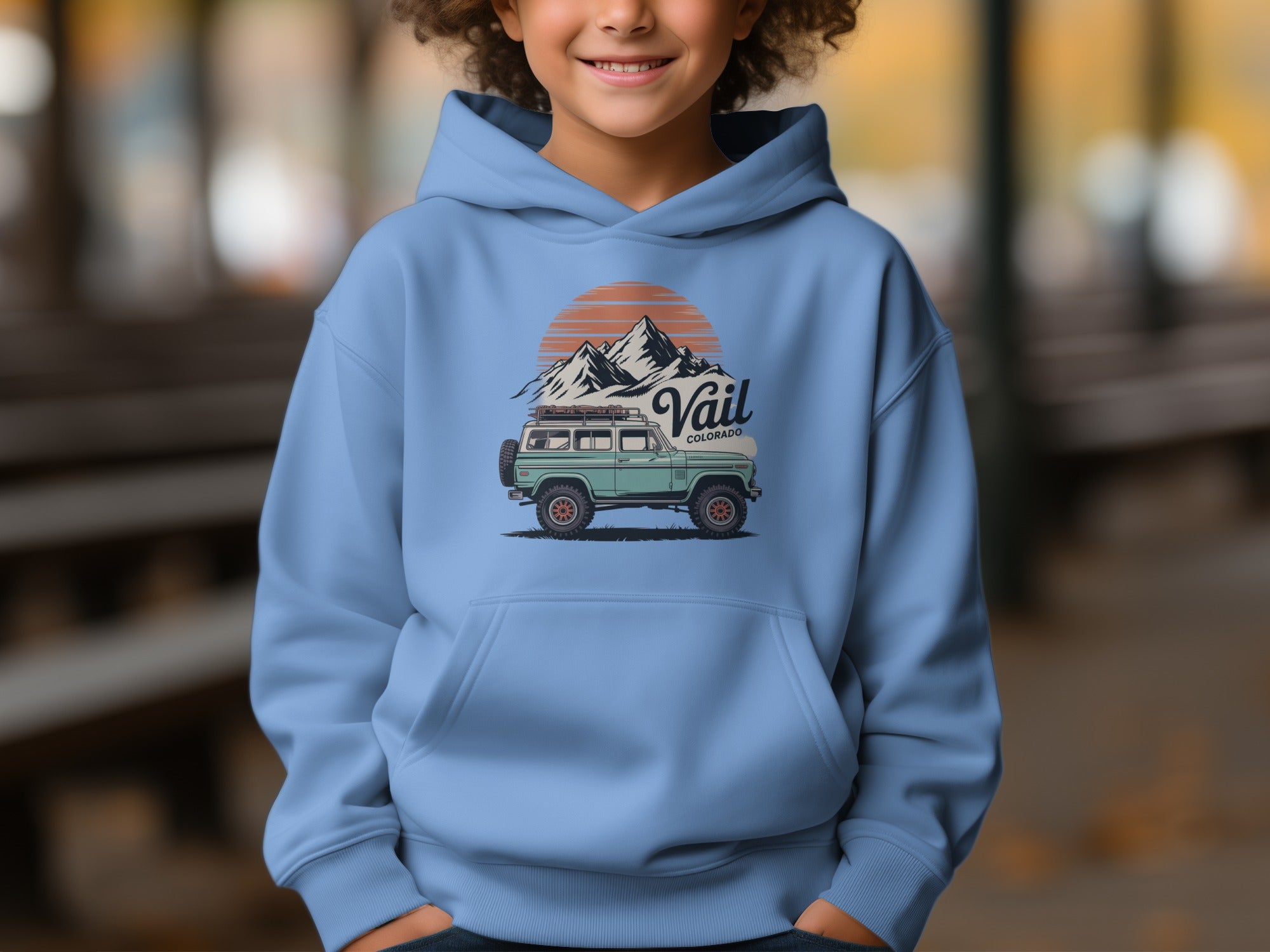 Vail Colorado Hoodie with Mountains and SUV product type