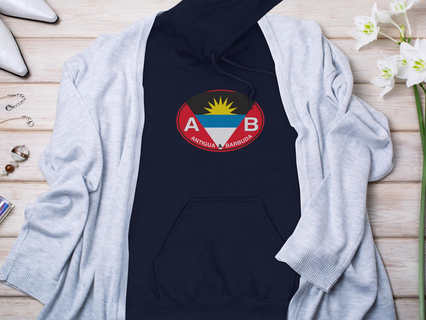 Antigua and Barbuda  Oval Logo Vacation Travel Hoodie Gift Souvenir Royal 