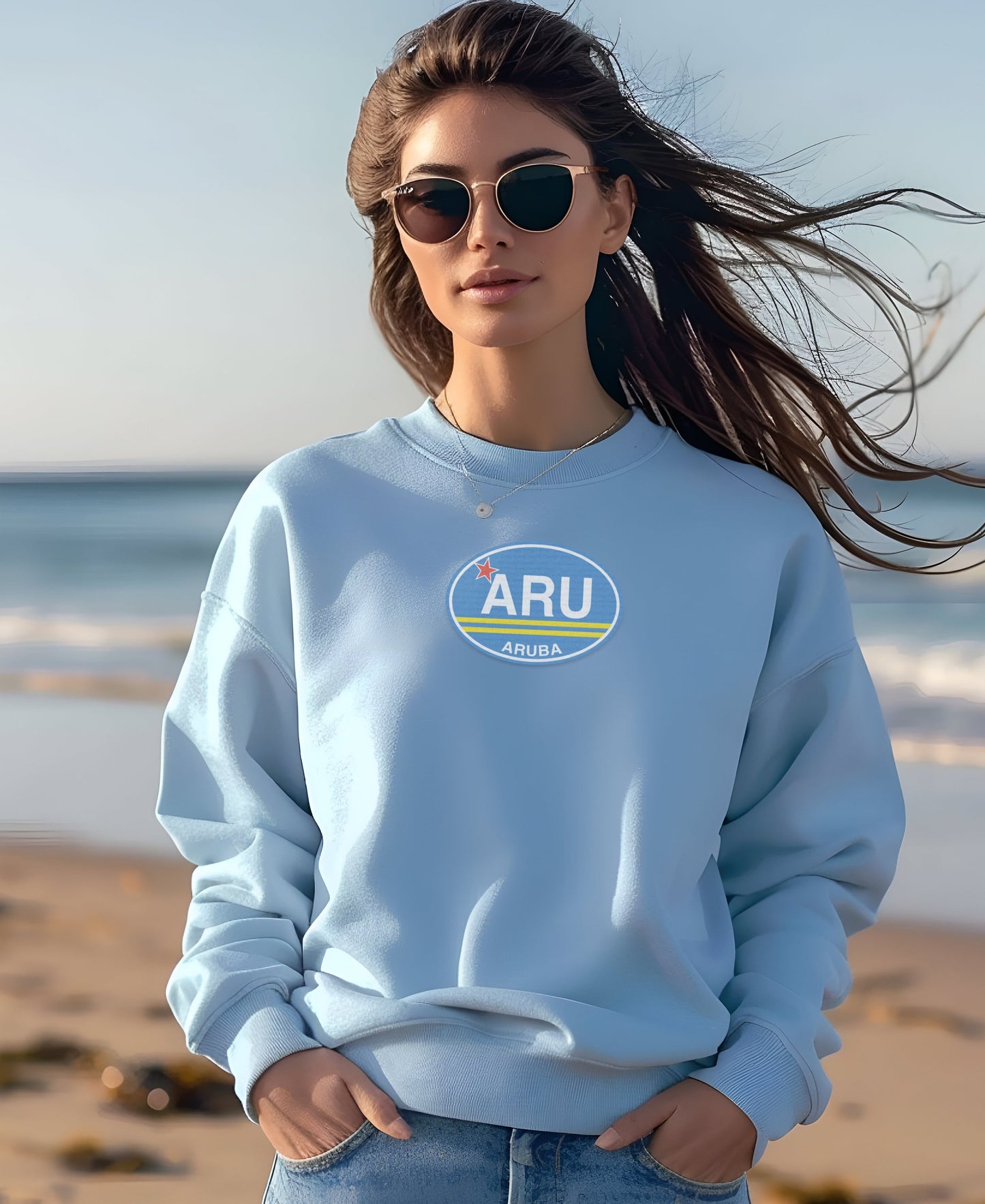 Stylish Aruba Print Sweatshirt Perfect Beach Day product