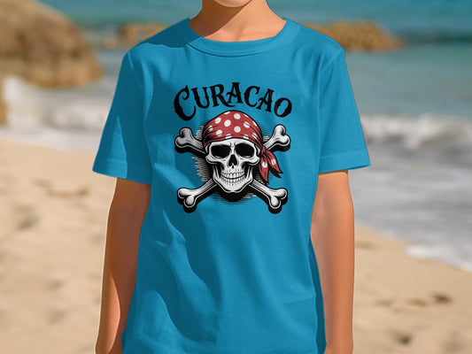 Curacao Pirate Skull Graphic on T-Shirt product type