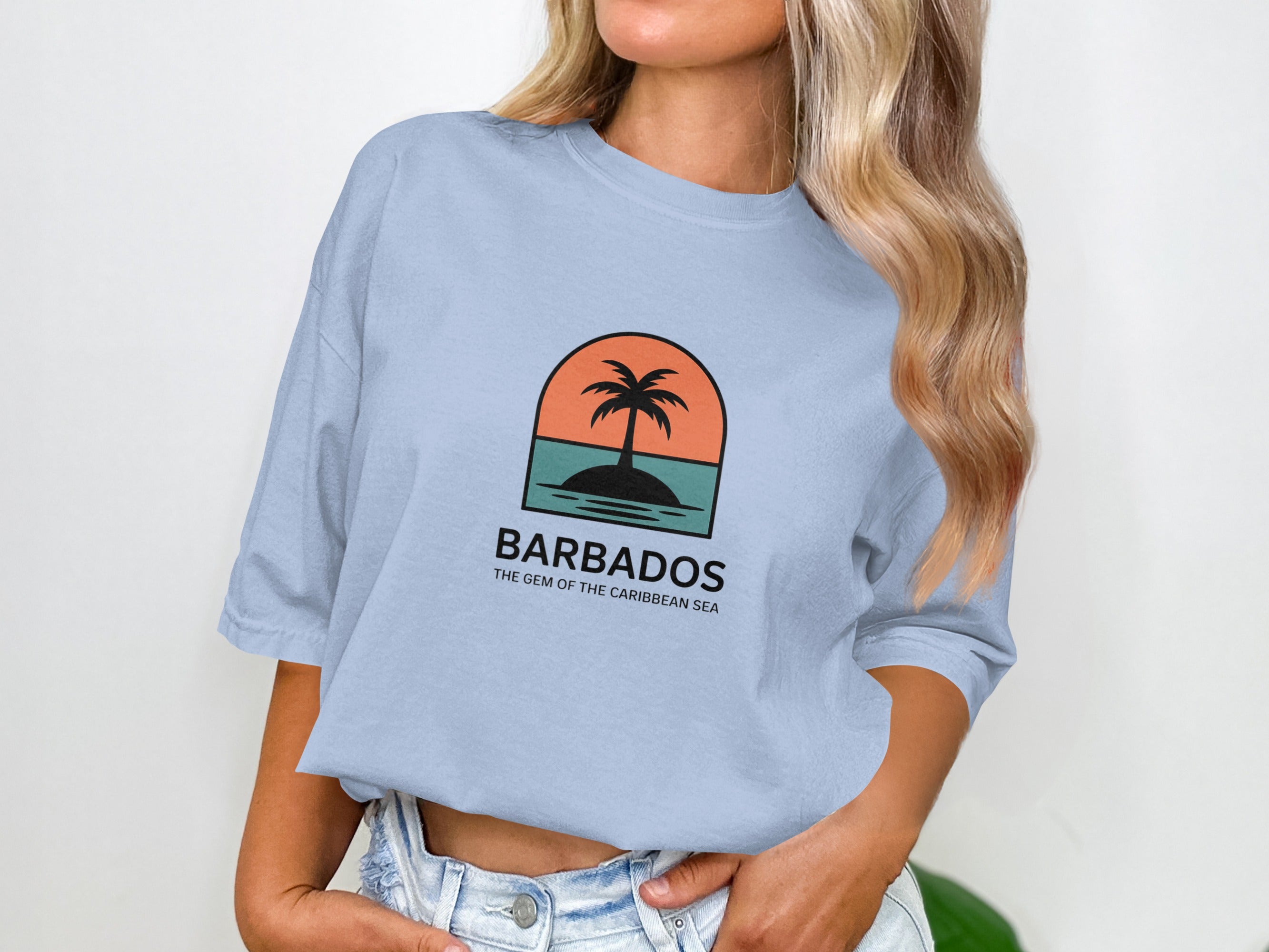 Stylish Light Blue Barbados Graphic Tee product