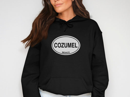 Cozumel  Oval Logo Vacation Travel Hoodie Gift Souvenir Black